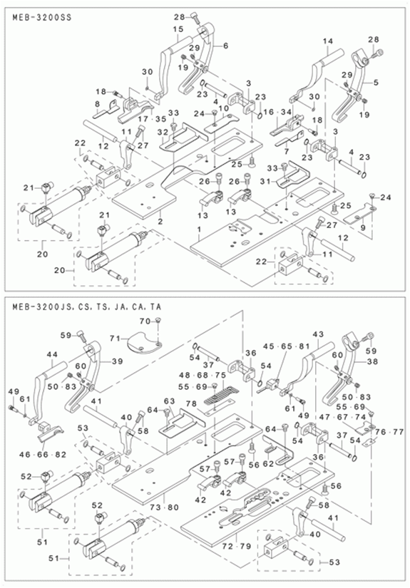 MEB-3200CS - 10. PRESSER COMPONENTS (1) (FOR MEB-3200SS, JS, CS, TS, JA, CA, TA)