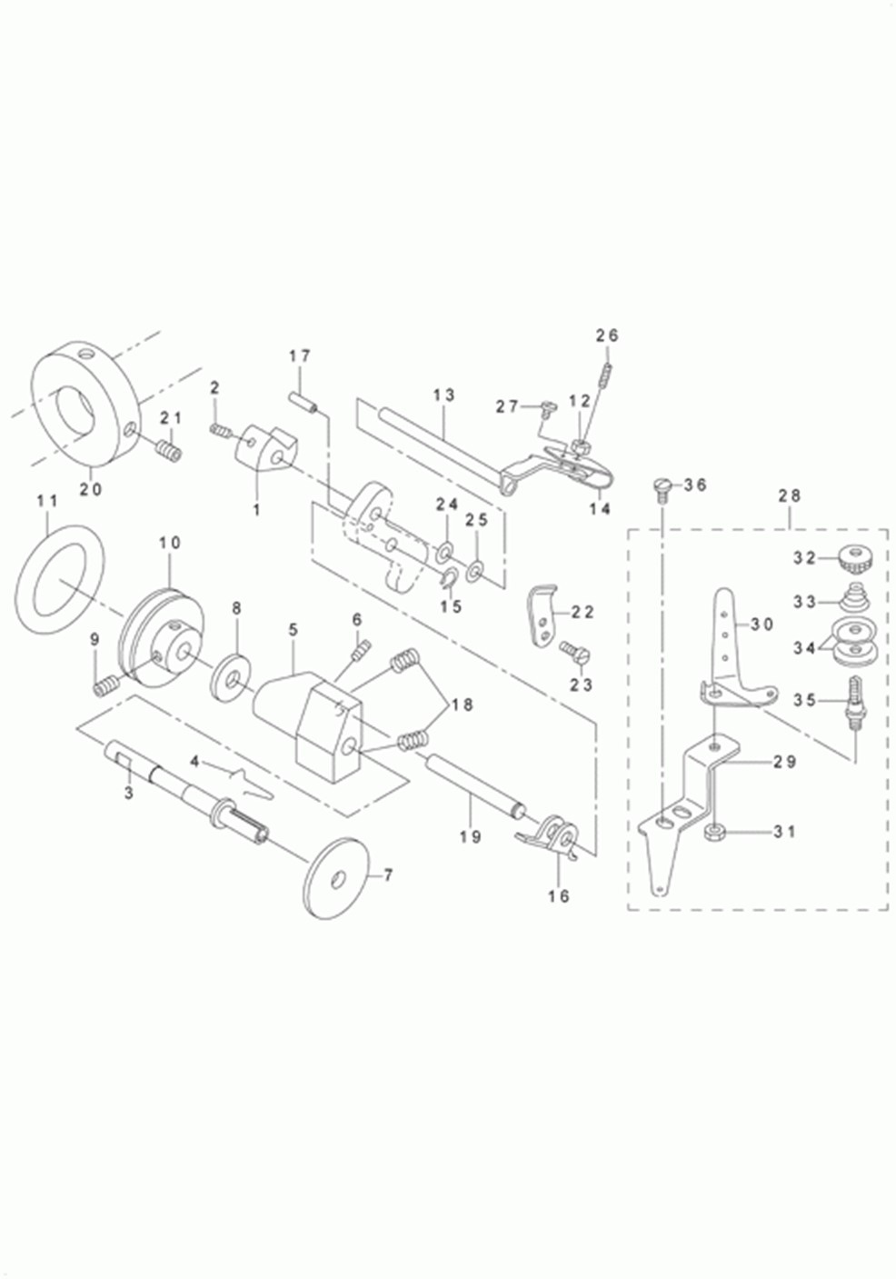 LU-2210N-7 - 13.LOWER THREAD WINDER MECHANISM COMPONENTS