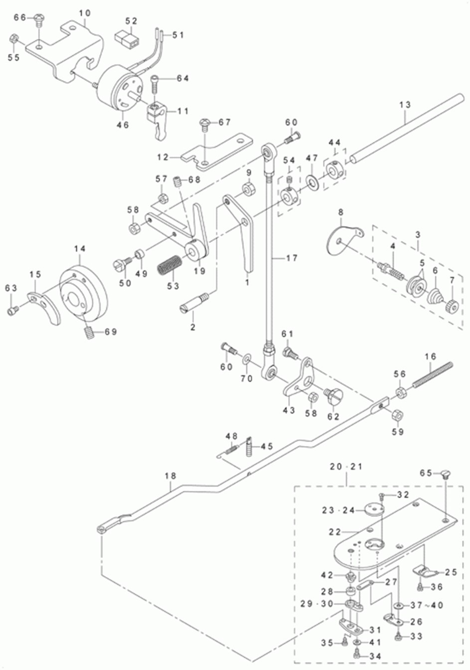 AMS-210D - 9.TENSION RELEASE & THREAD TRIMMER MECHANISM COMPONENTS