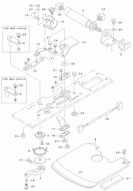 MEB-3200CS - 7. LOWER THREAD CUTTING COMPONENTS (2) (FOR MEB-3200JS, CS, JA, CA)