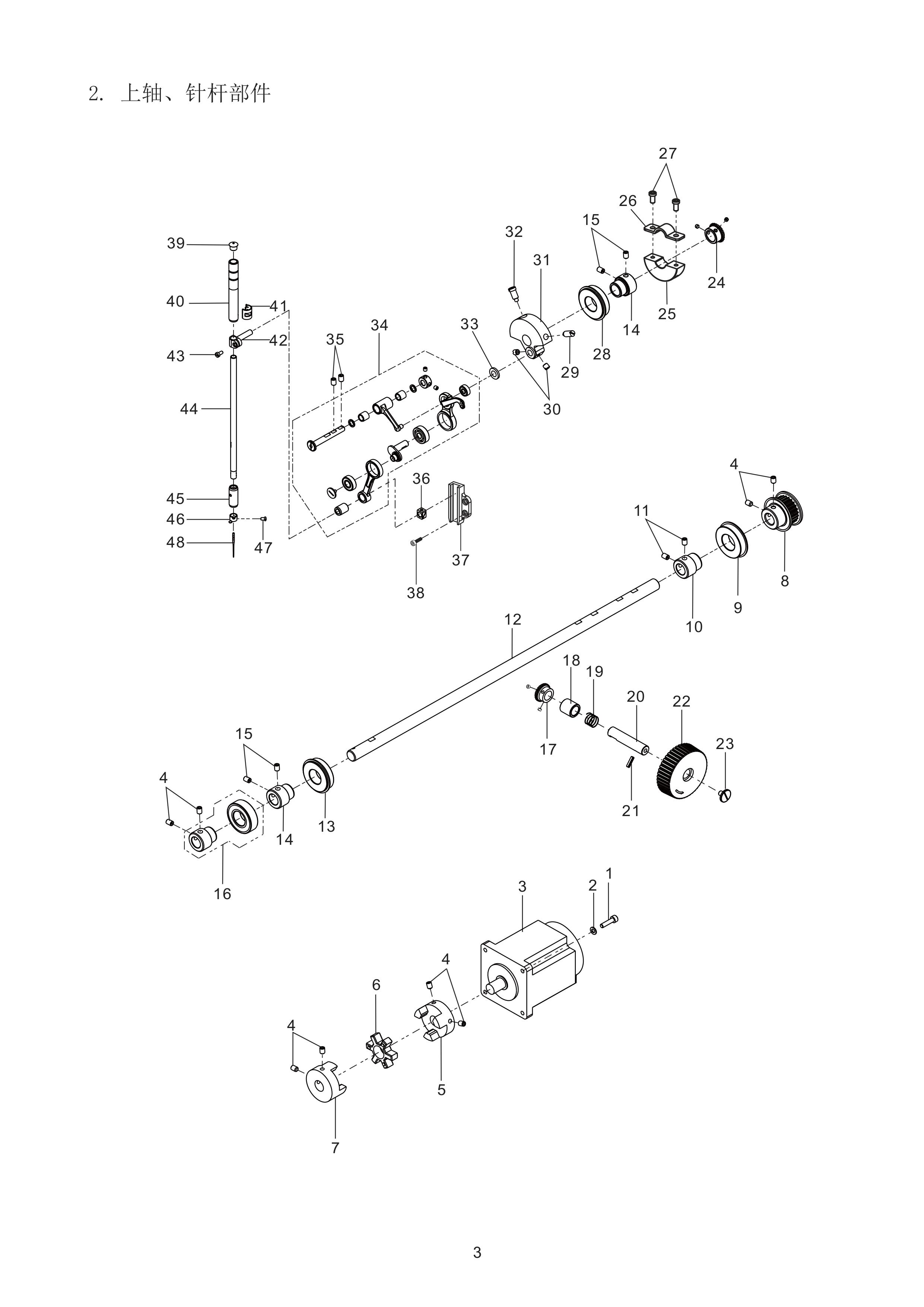 2. MAIN SHAFT & NEEDLE BAR COMPONENTS