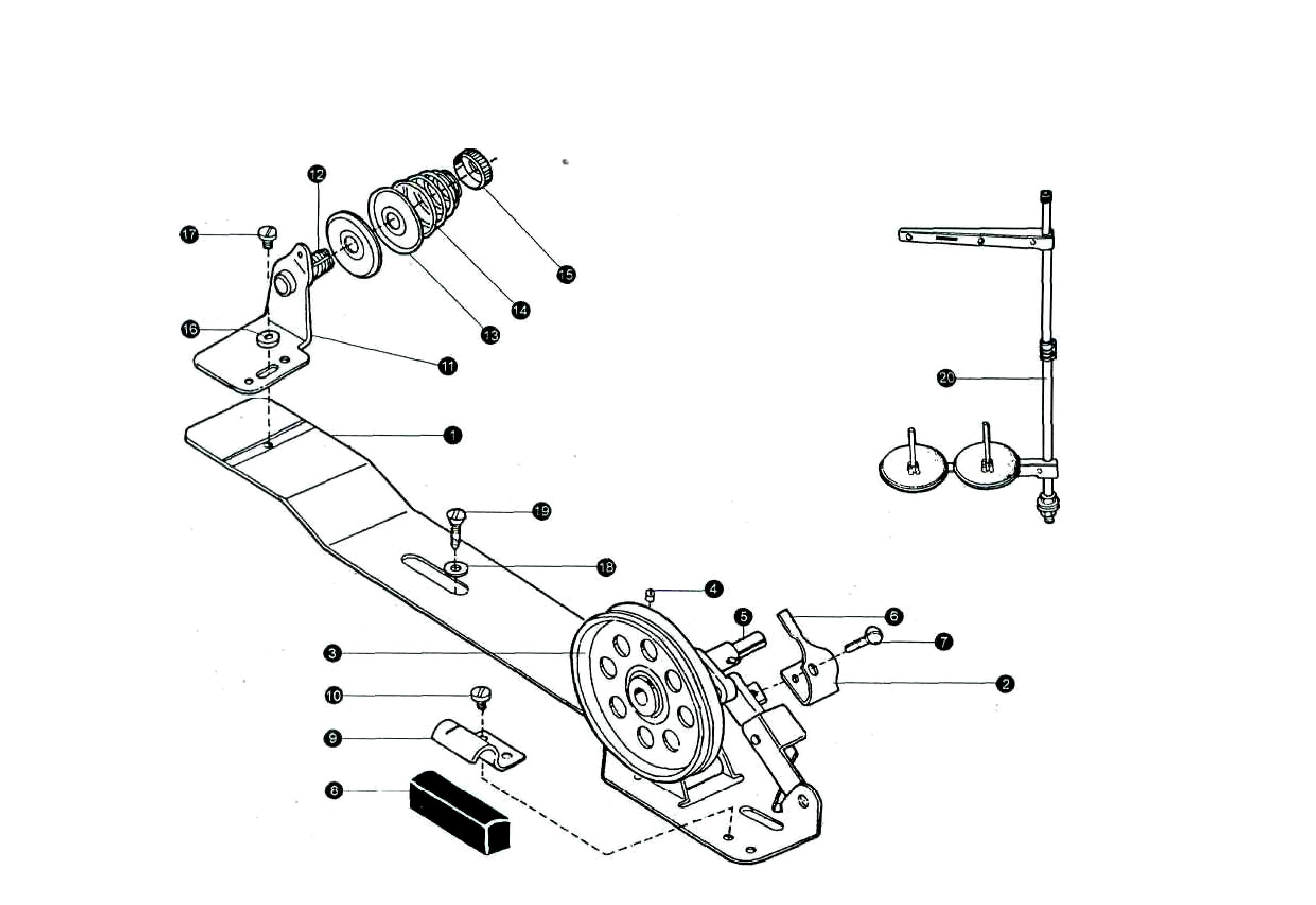 10 BOBBIN WINDER SPOOL STAND MECHANISM