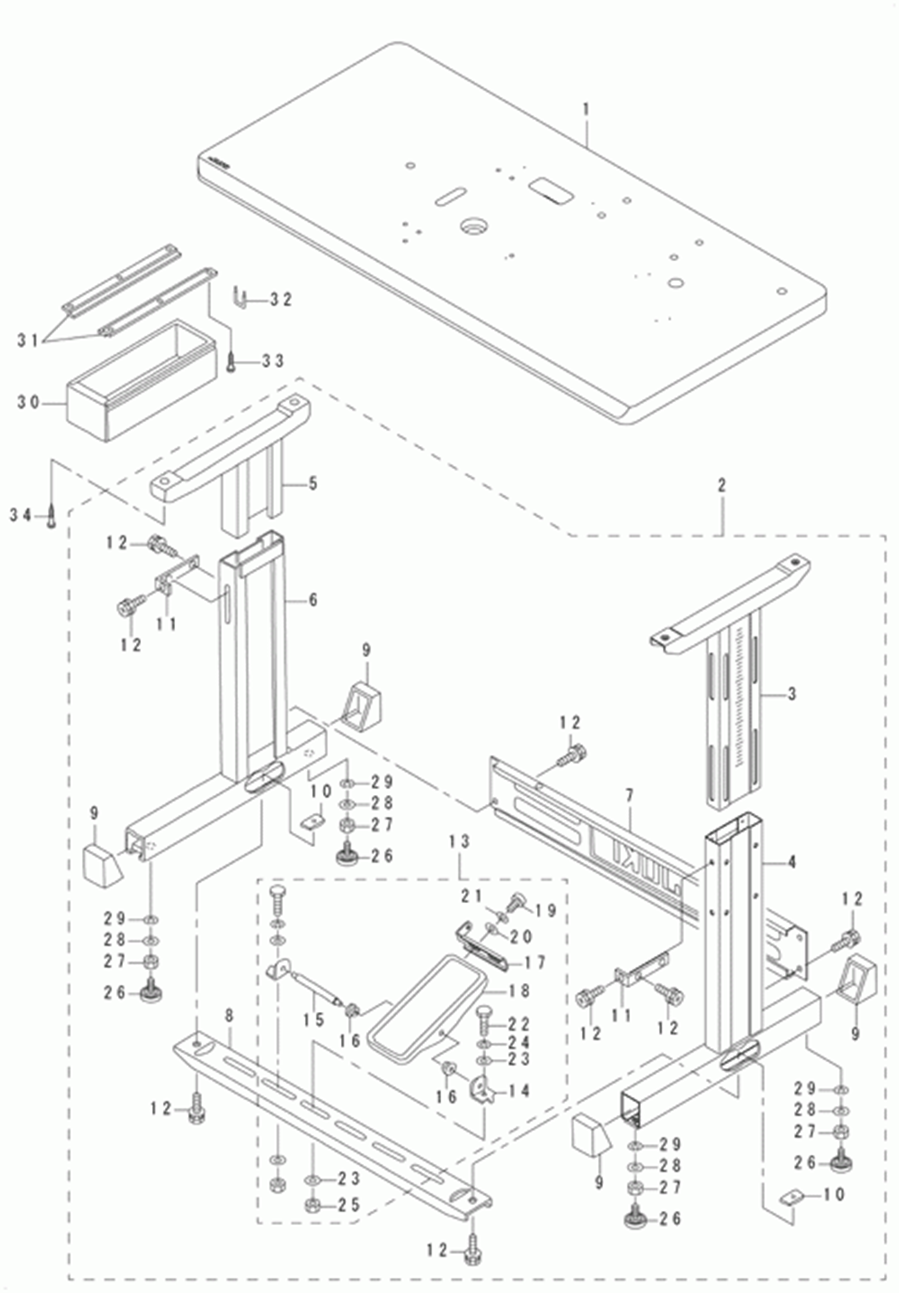 LK-1942GA - 21.TABLE COMPONENTS (EXCEPT FOR AW-2D)