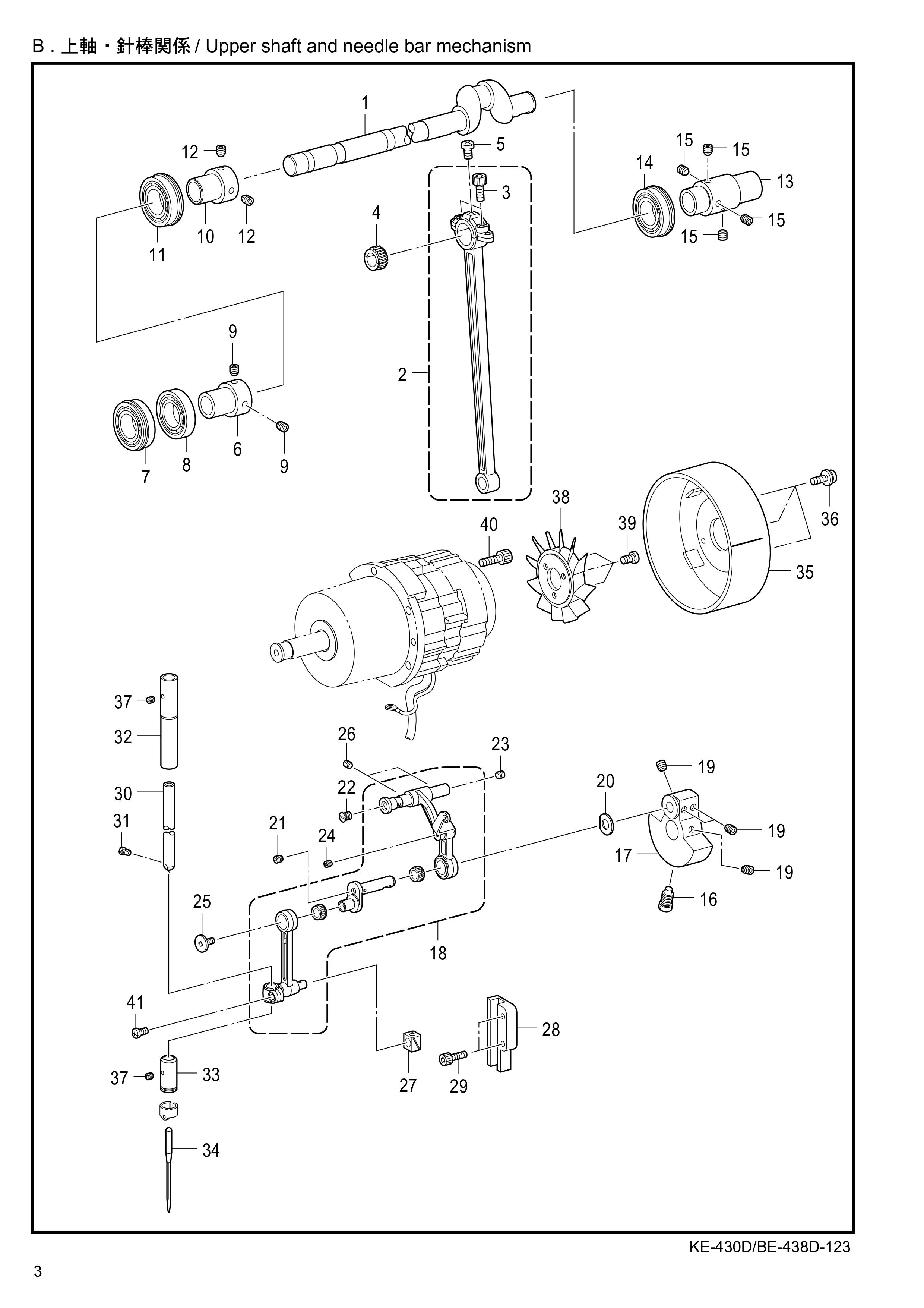 2 Upper shaft and needle bar mechanism