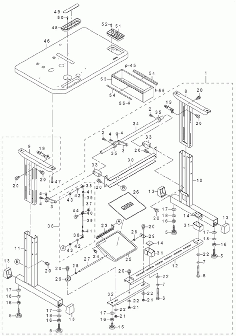 DLN-6390-7 - 14.TABLE & STAND COMPONENTS (FOR JT-D720)