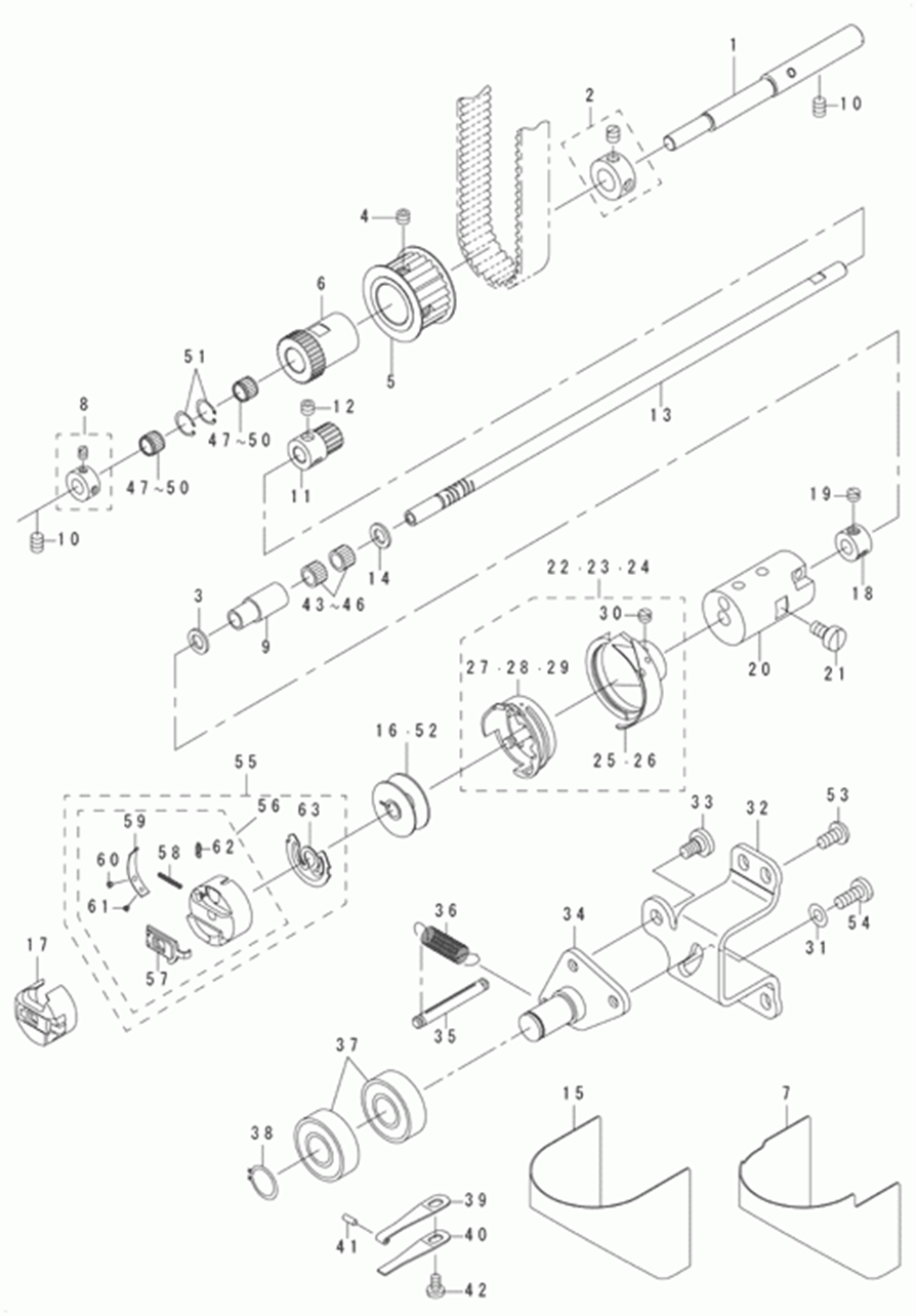 LK-1941ZA - 6.SHUTTLE DRIVER SHAFT & HOOK SHAFT COMPONENTS