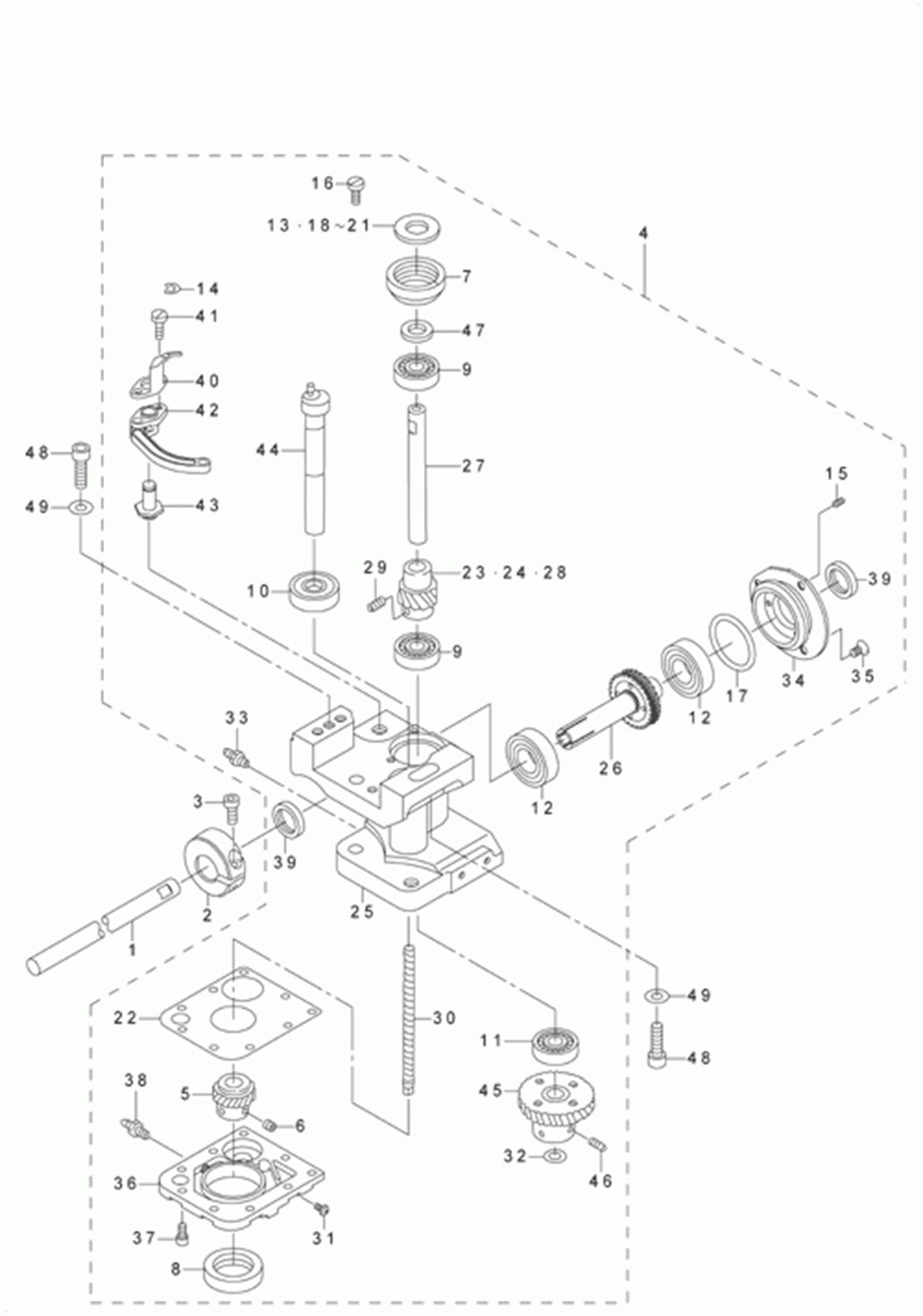 LU-2210N-7 - 10.LEFT HOOK SHAFT BASE COMPONENTS(FOR LU-2260-)