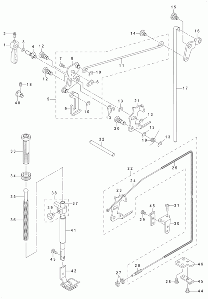 LH-3568ASF - 8.PRESSER BAR & TENSION RELEASE COMPONENTS