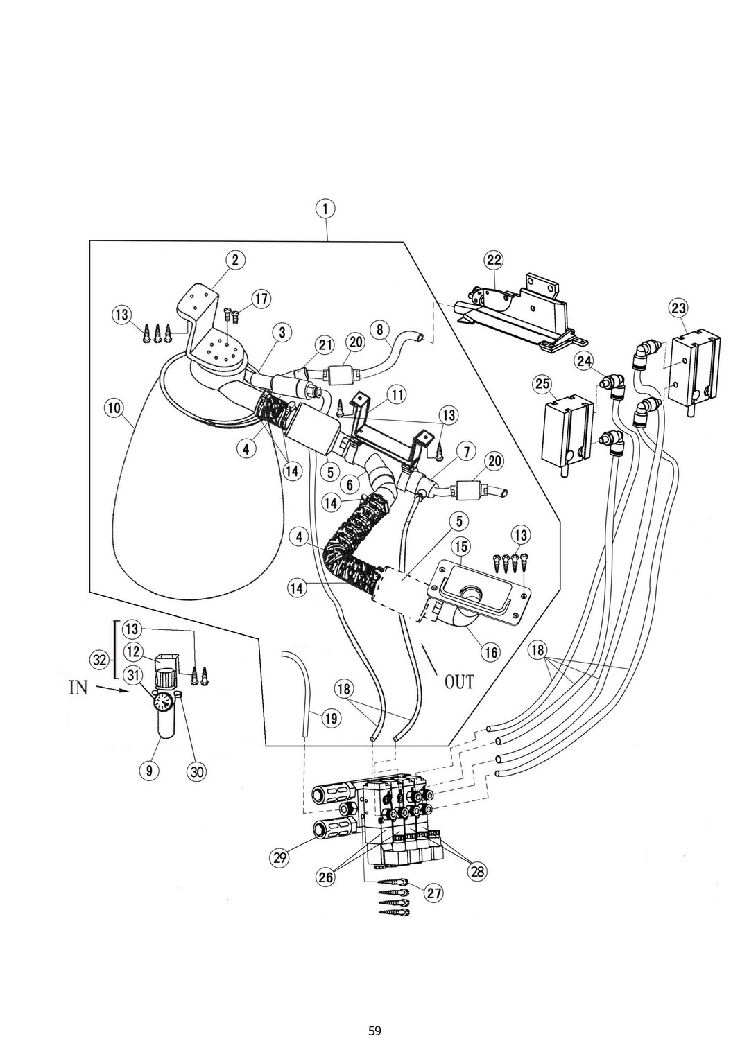 28 Suction of dust collection device (for 4P medles)