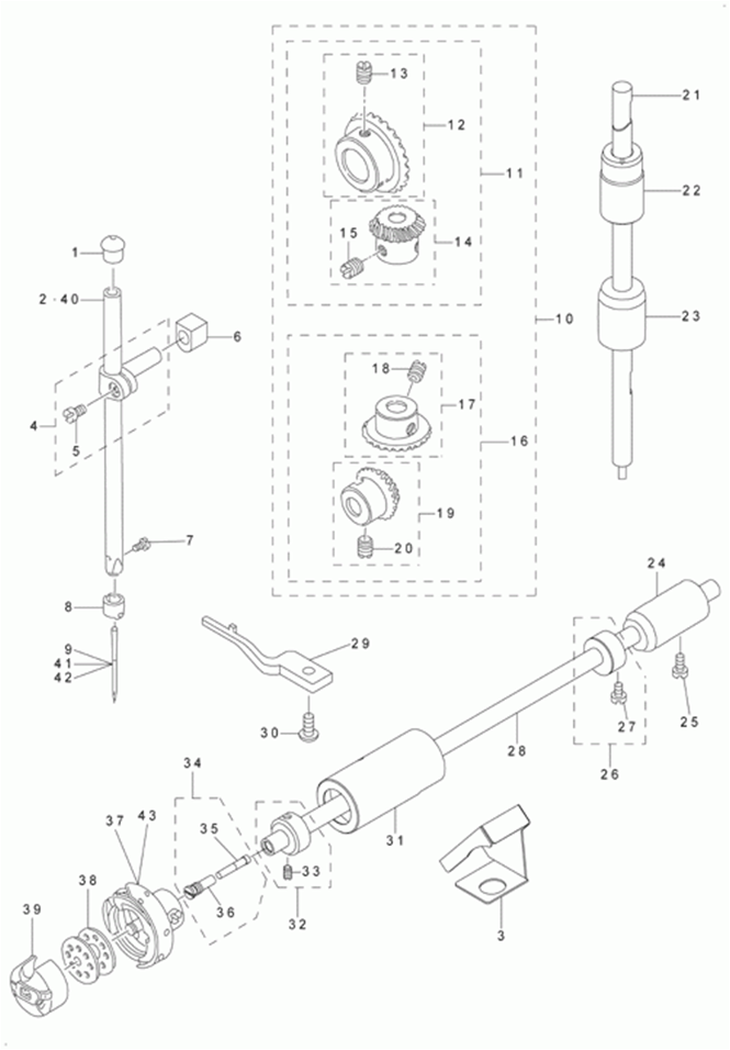 DLM-5400N-7 - 3. NEEDLE BAR, UPRIGHT SHAFT & HOOK DRIVING SHAFT COMPONENTS