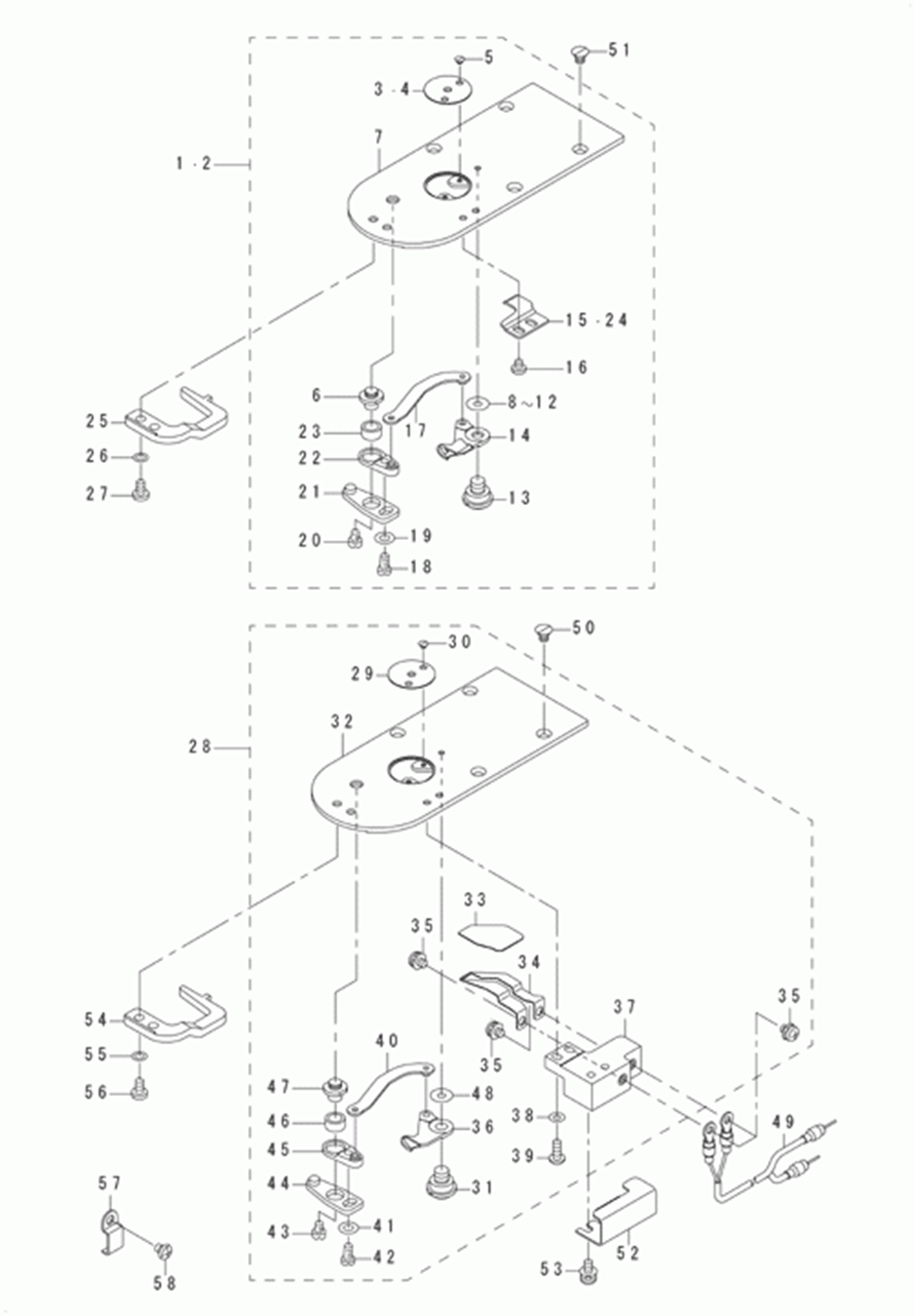 LK-1942GA - 10.TENSION RELEASE & THREAD TRIMMER MECHANISM COMPONENTS(2)