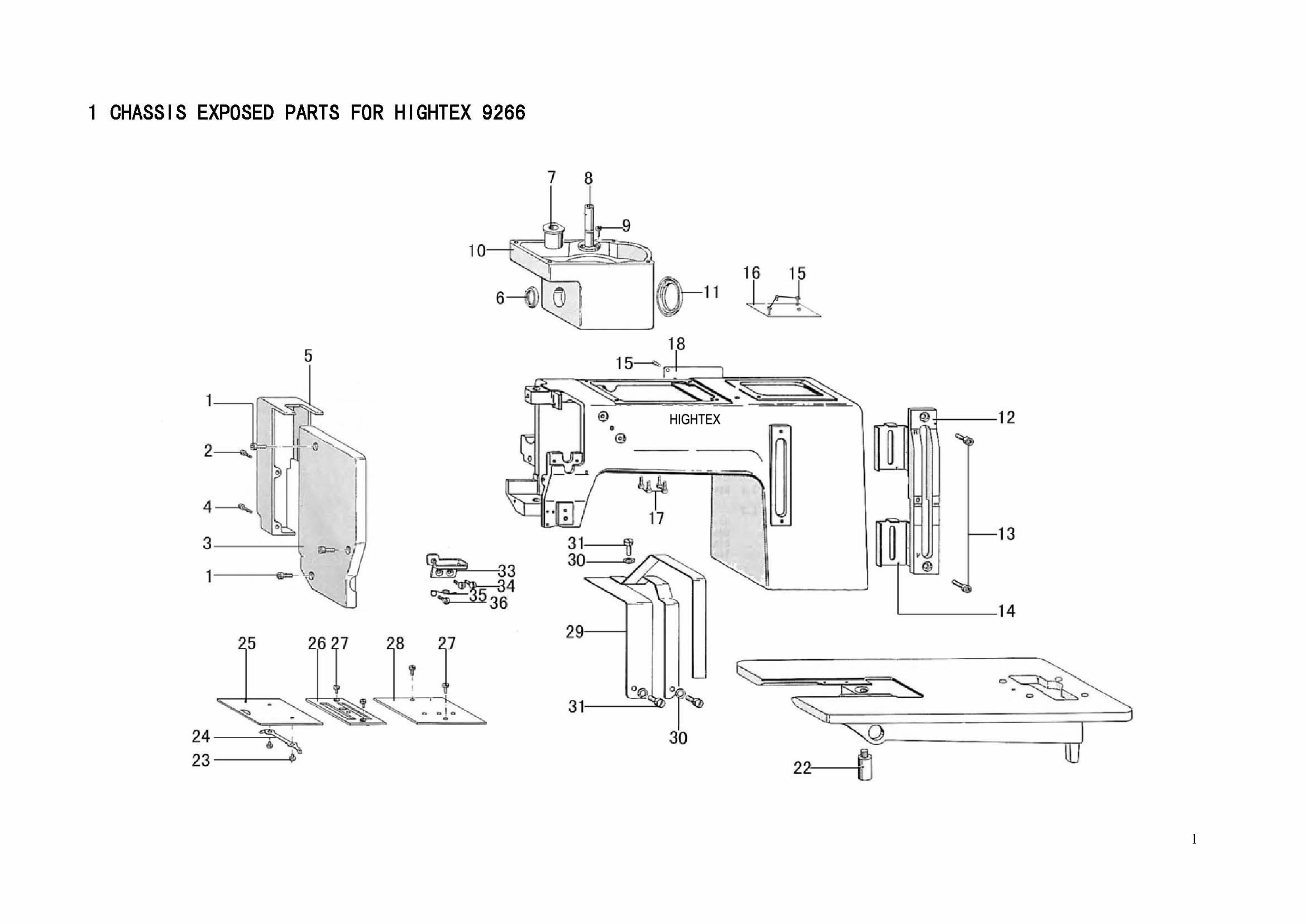 1 СHASSIS EXPOSED PARTS HIGHTEX 9266 фото