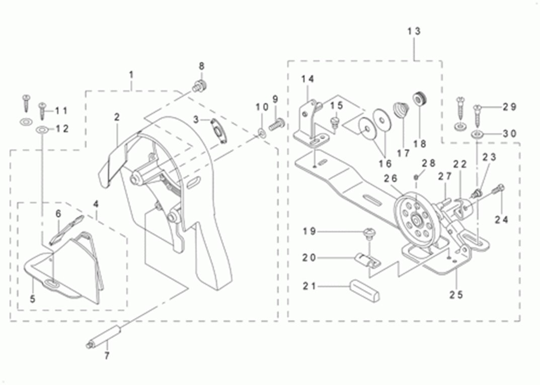 DLN-5410NJ-7 - 12. BELT COVER & BOBBIN COMPONENTS