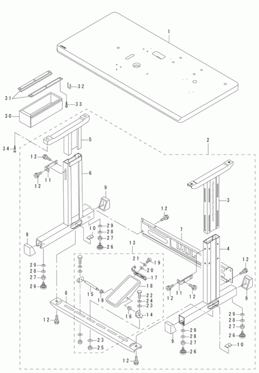 LK-1942HA - 21.TABLE COMPONENTS (EXCEPT FOR AW-2D)