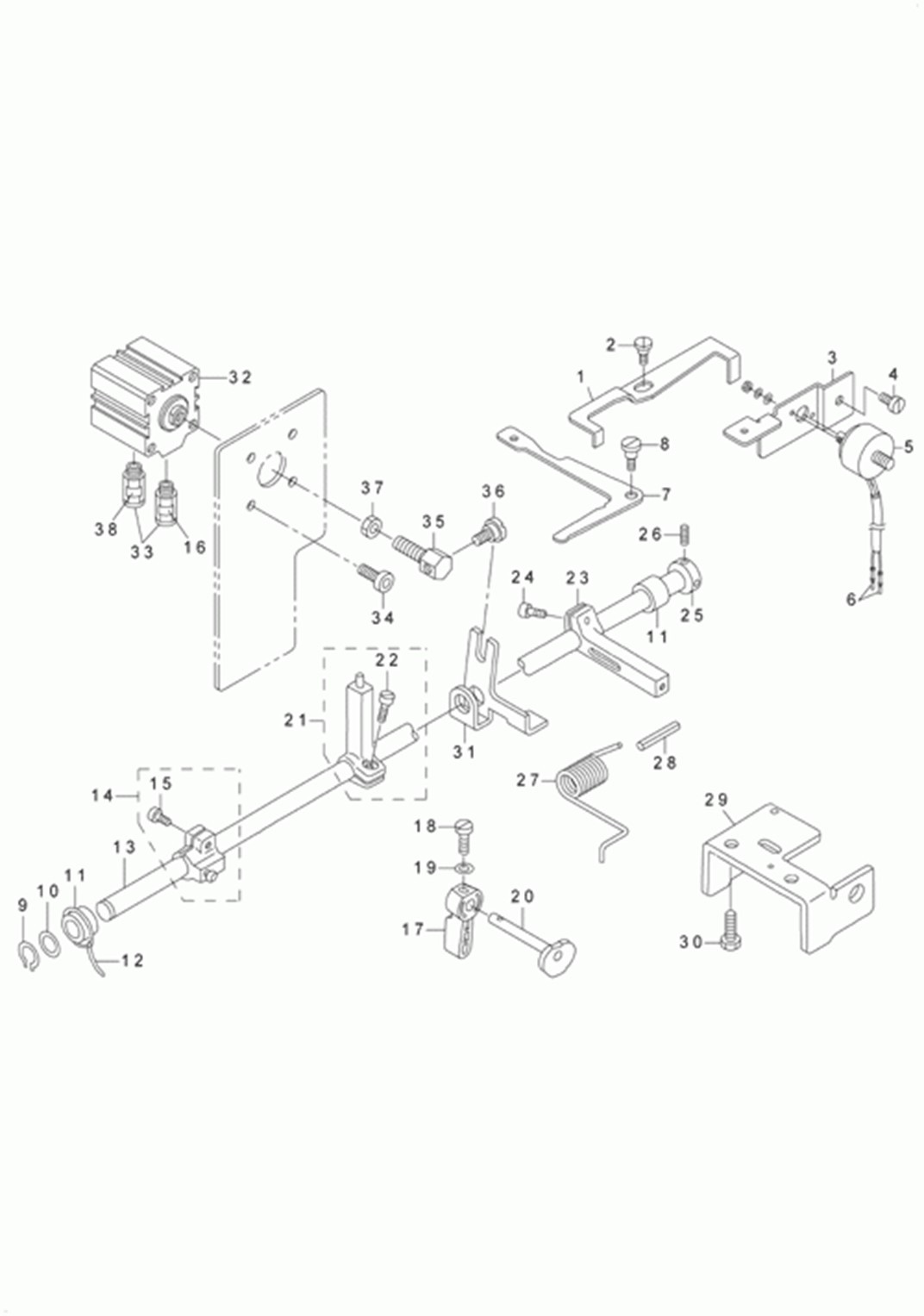 LU-2260N-7 - 15.PRESSER LIFTER,AUTOMATIC PRESSER LIFTER & TENSION RELEASE MECHANISM COMPONENTS