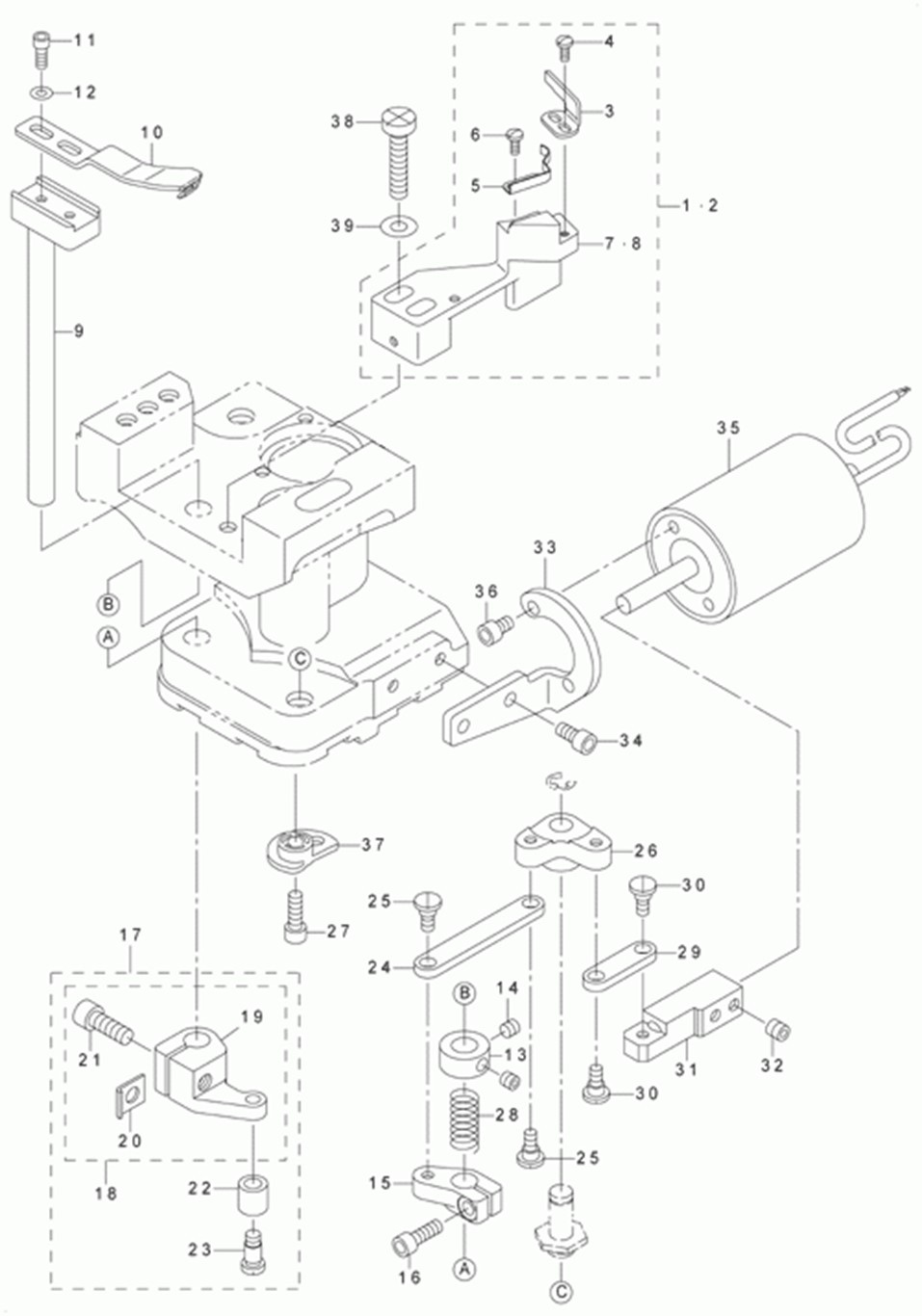 LU-2210N-7 - 8.LEFT HOOK SHAFT BASE THREAD TRIMMER COMPONENTS(FOR LU-2260-)