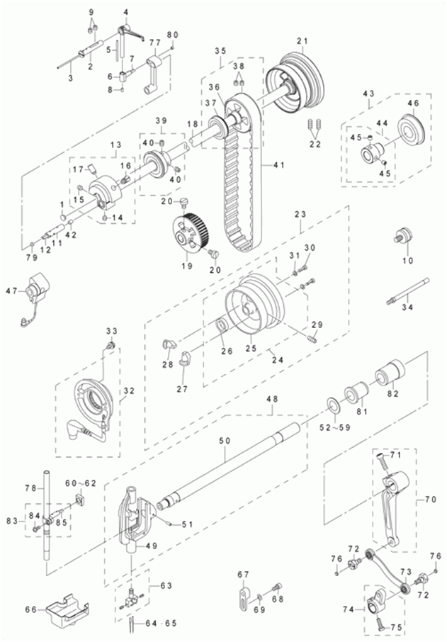 LH-3528ASF - 2.MAIN SHAFT, THREAD TAKE-UP & NEEDLE BAR COMPONENTS