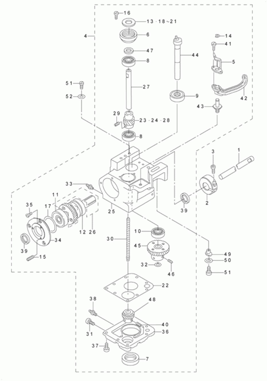 LU-2210N-7 - 9.RIGHT HOOK SHAFT BASE COMPONENTS