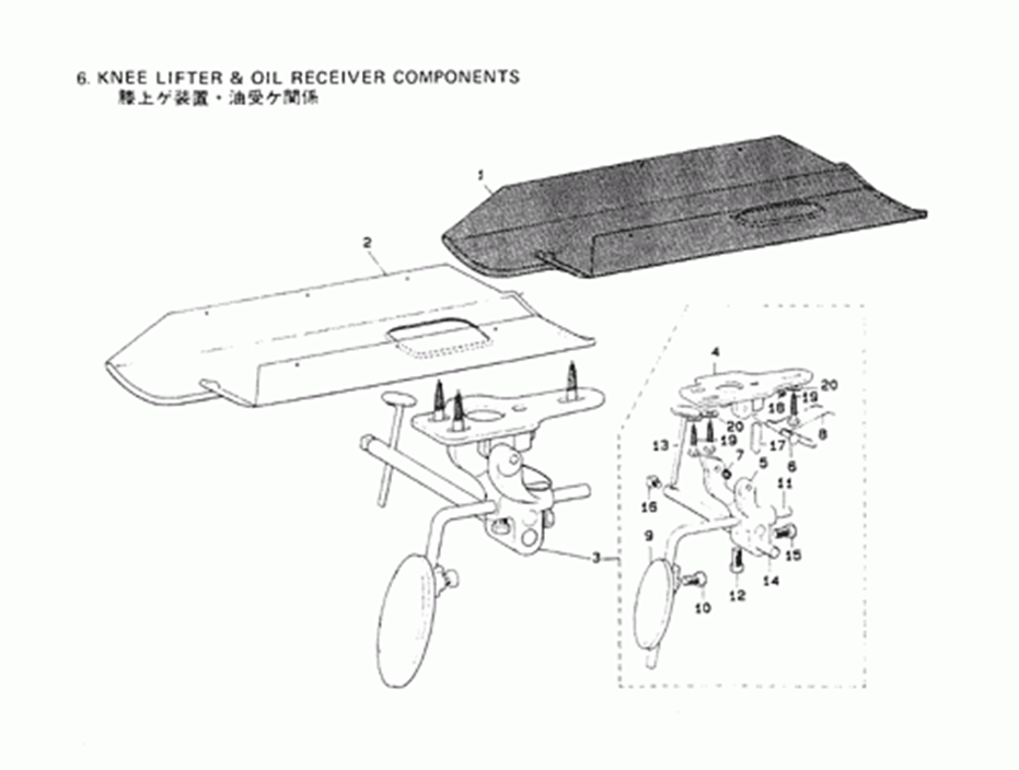 LZ-391N - 6. KNEE LIFTER & OIL RECEIVER COMPONENTS