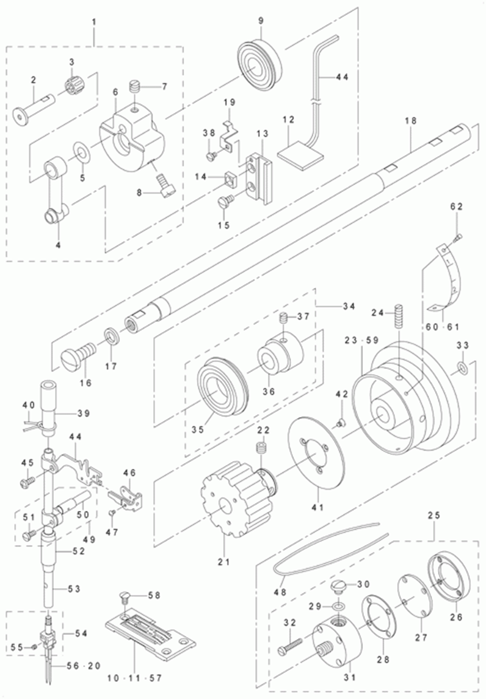 MS-1190 - 3. NEEDLE BAR & MAIN SHAFT COMPONENTS