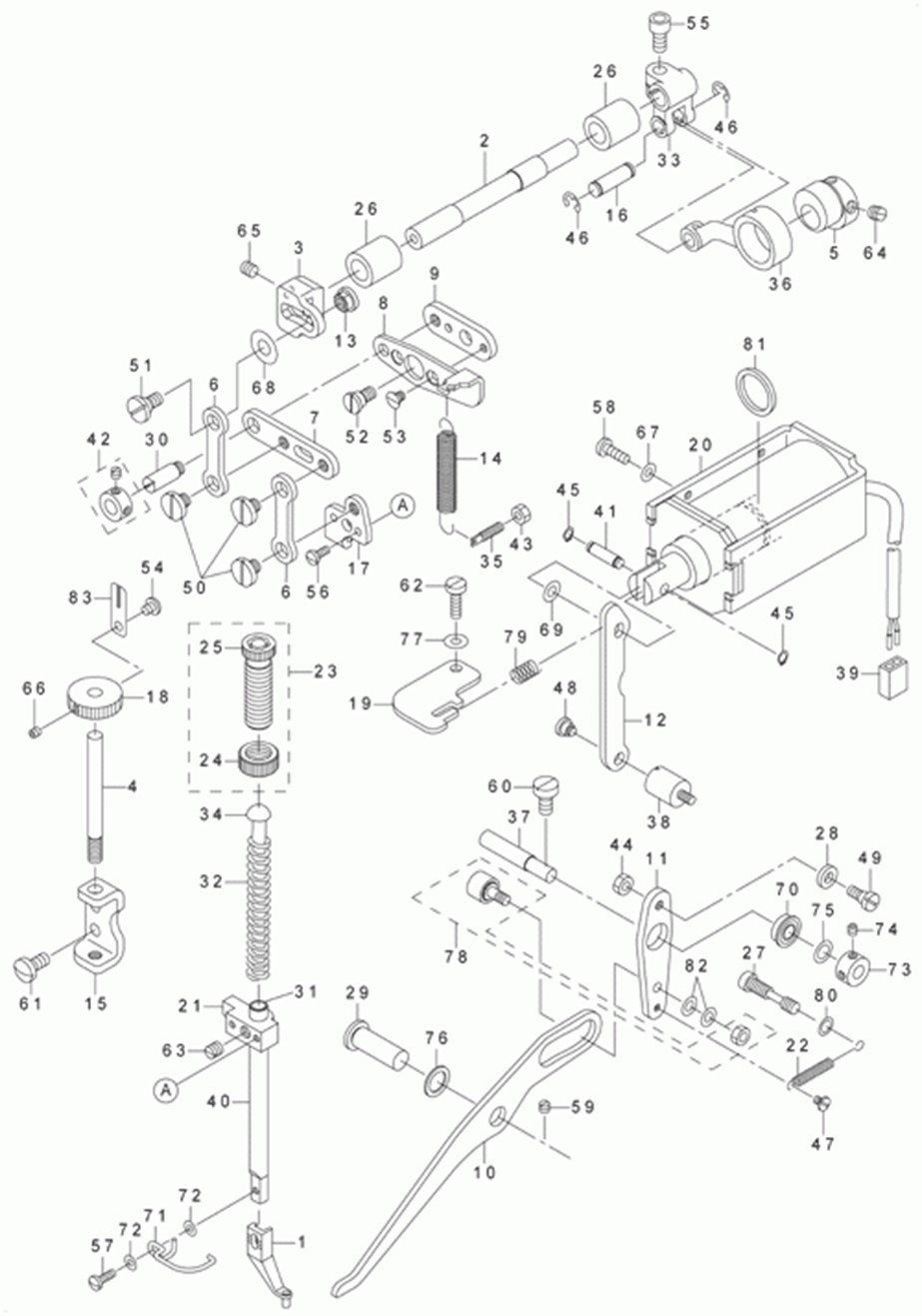 AMS-210D - 5.PRESSER MECHANISM COMPONENTS