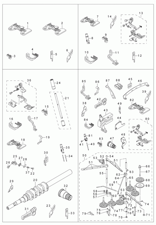 Оверлок MO-6916R - 1. MO-6916R-DD6-300,MO-6916R-DE6-300,MO-6916R-FF6-300,MO-6916R-FF6-50H,MO-6916R-FF6-60H