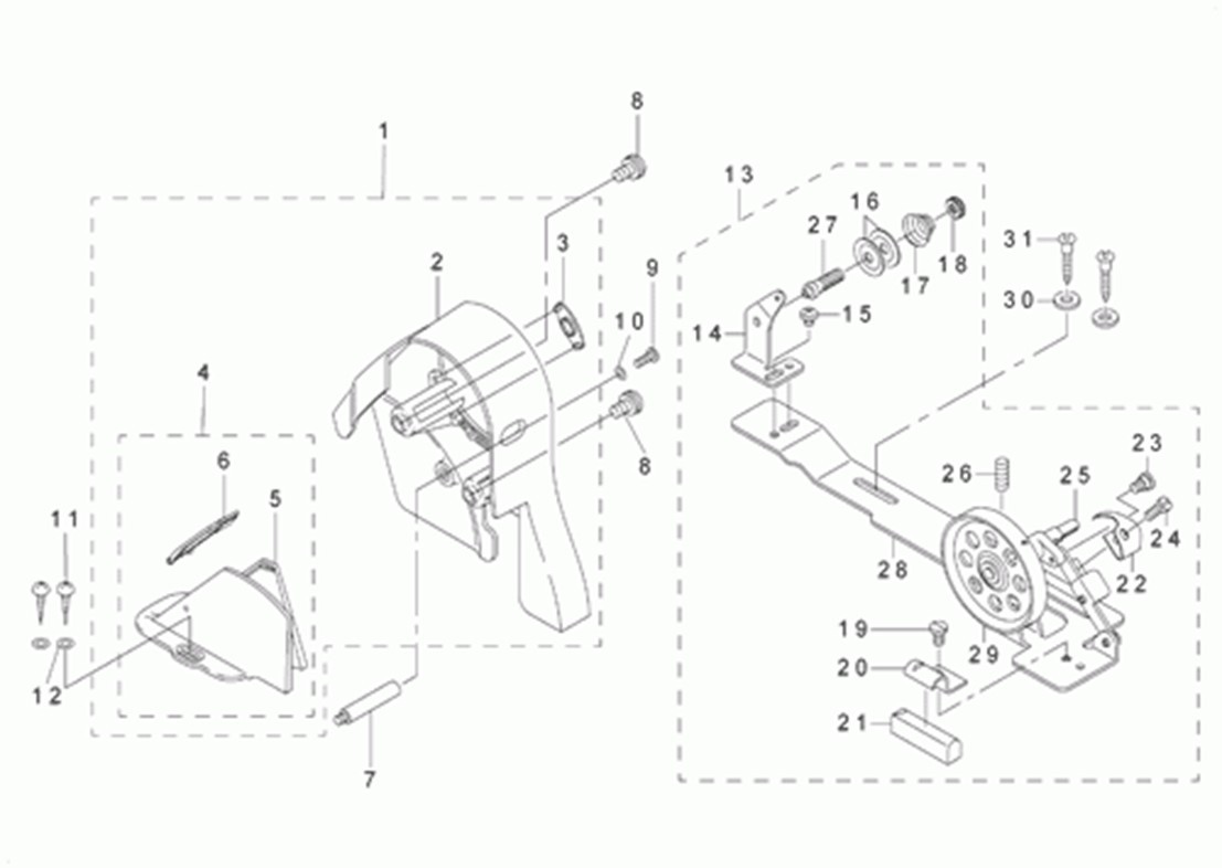 DLM-5200N - 9. BELT COVER & BOBBIN WINDER COMPONENTS