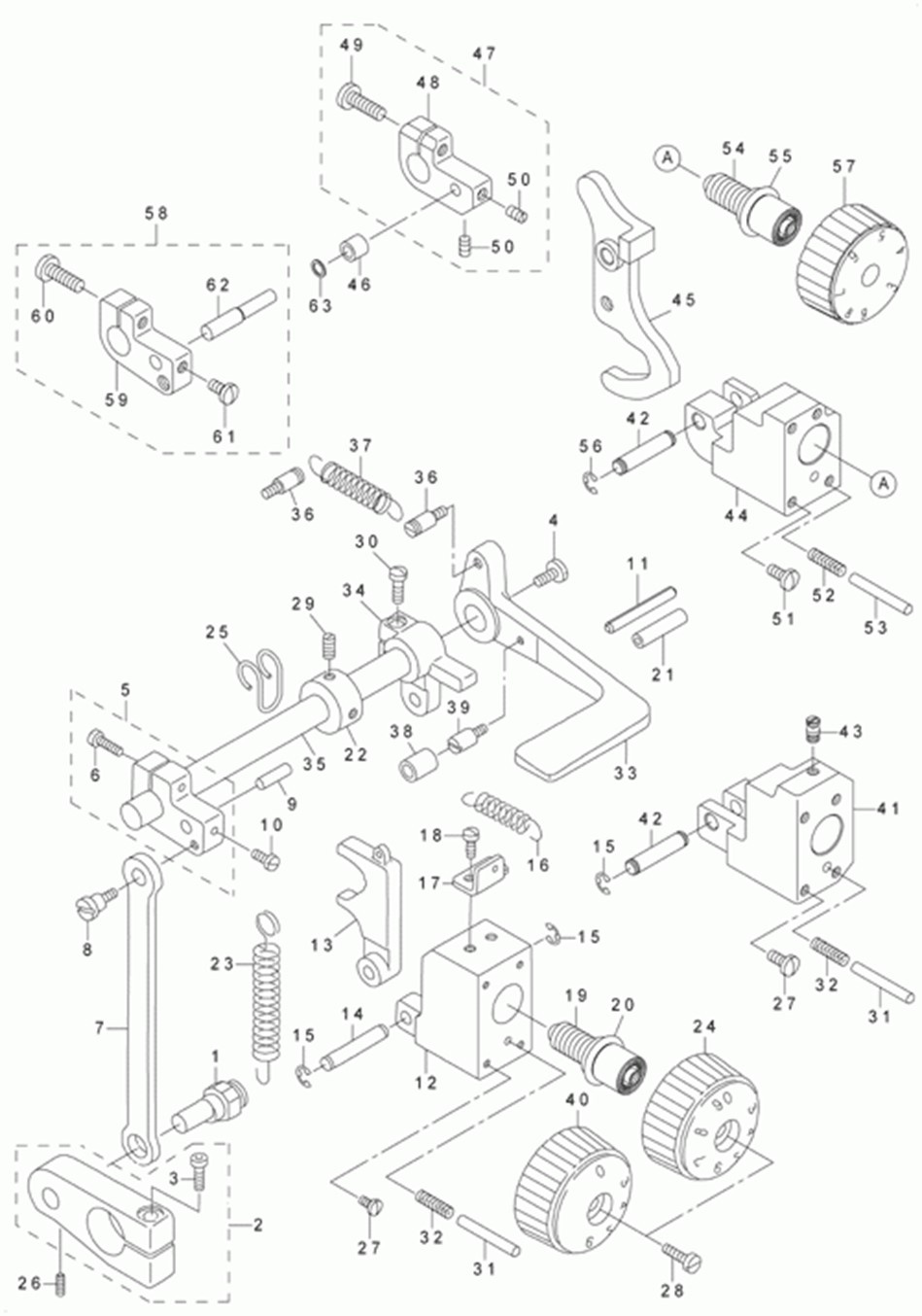 LU-2210N-7 - 5.FEED ADJUSTMENT & REVERSE FEED MECHANISM COMPONENTS