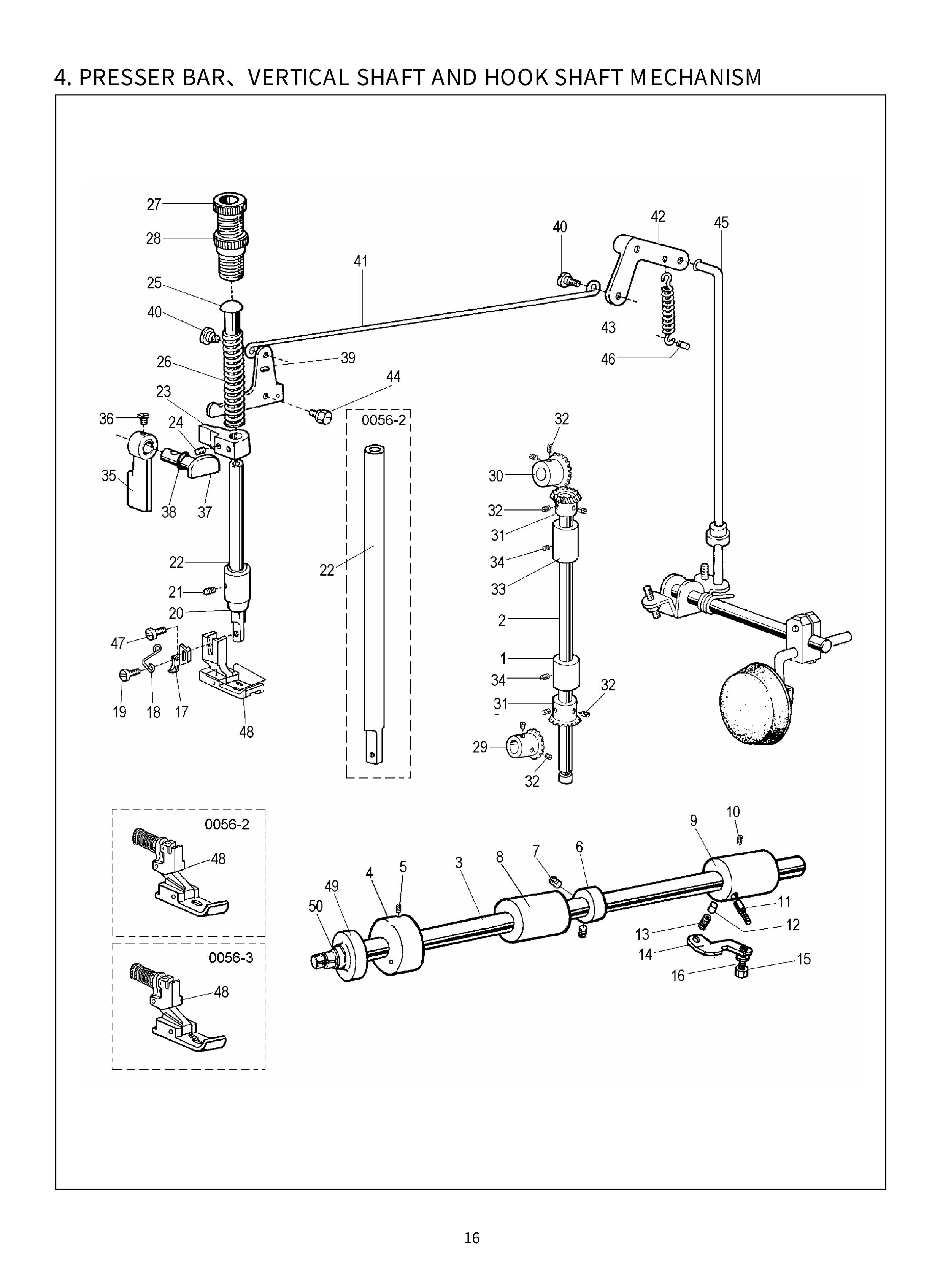 4 PRESSER BAR VERTICAL SHAFT AND HOOK SHAFT MECHANISM фото