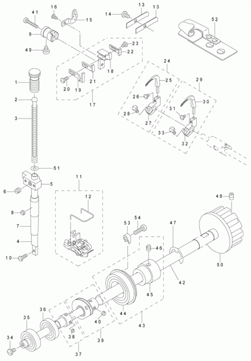 MS-1190 - 4. PRESSER BAR & LOWER SHAFT COMPONENTS