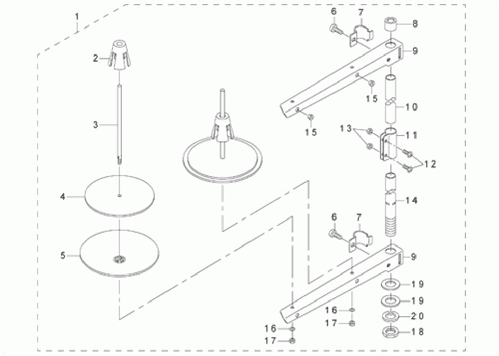 DNU-1541S - 13. THREAD STAND COMPONENTS