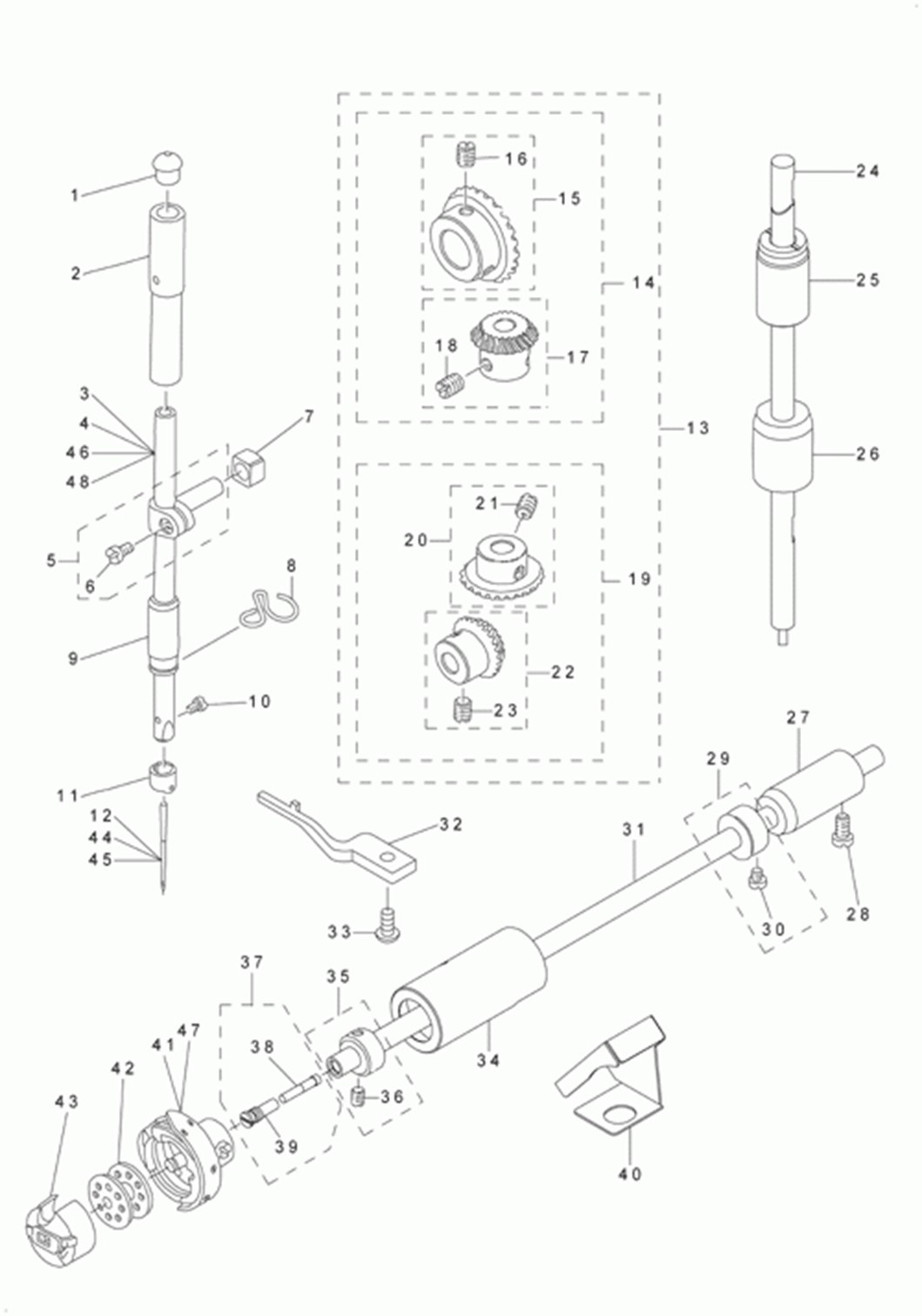 DLU-5490N - 3. NEEDLE BAR, UPRIGHT SHAFT & HOOK DRIVING SHAFT COMPONENTS