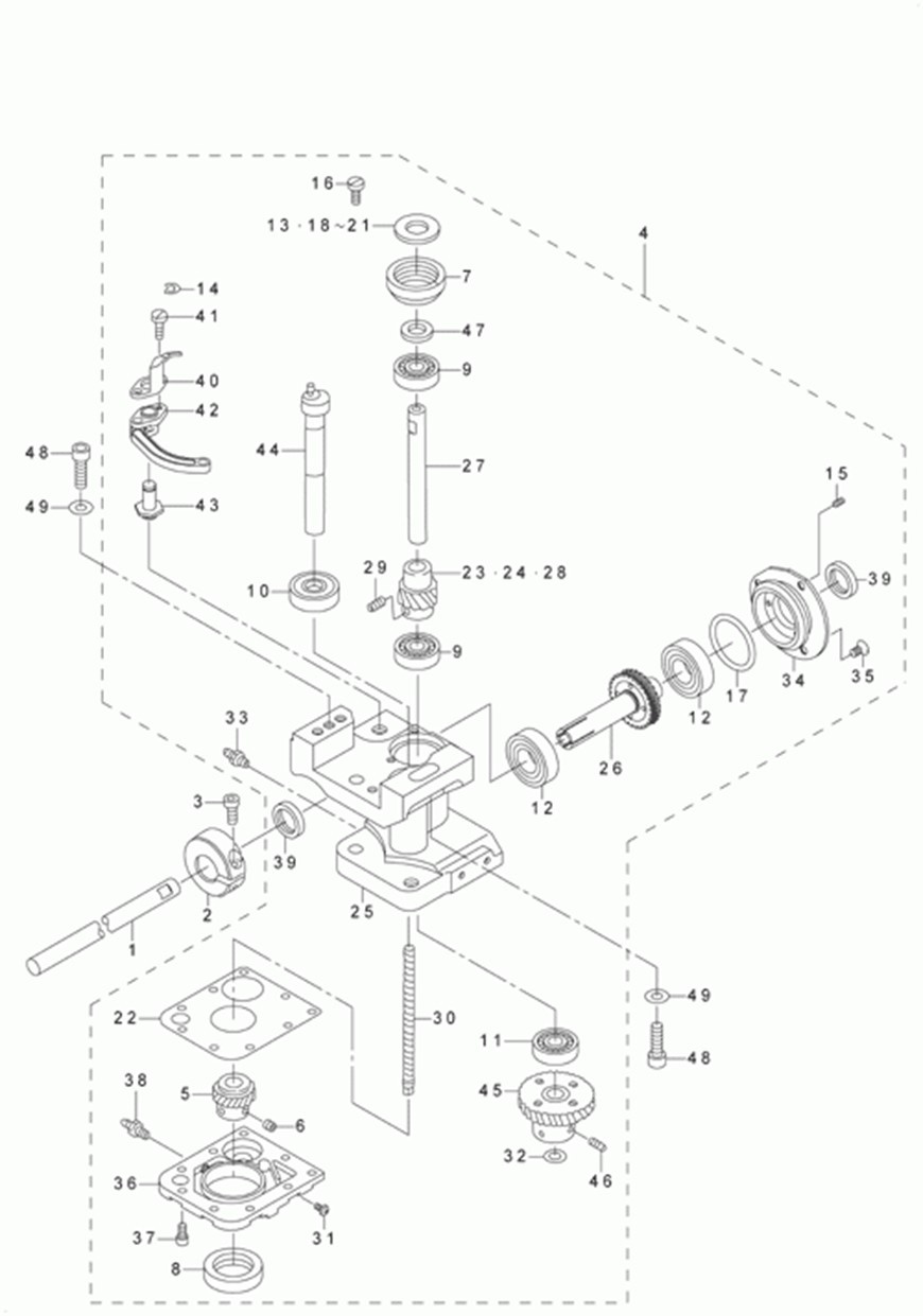 LU-2260N-7 - 10.LEFT HOOK SHAFT BASE COMPONENTS(FOR LU-2260-)