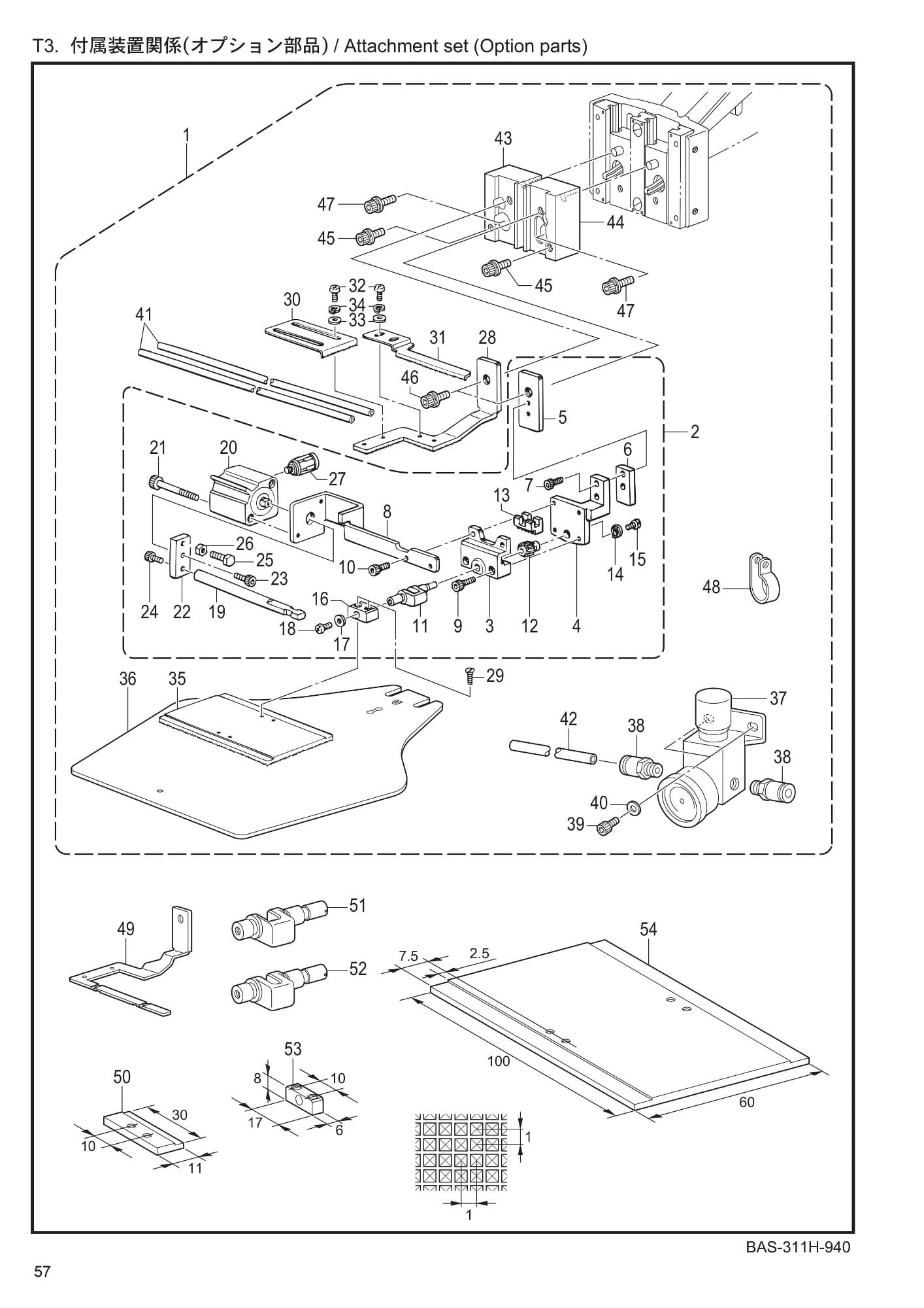 28 BAS-311H - T3 - Attachment set (Option parts)