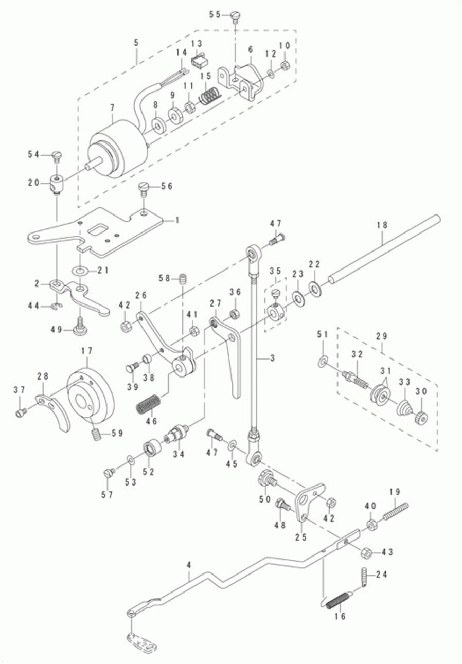 LK-1942GA - 9.TENSION RELEASE & THREAD TRIMMER MECHANISM COMPONENTS(1)