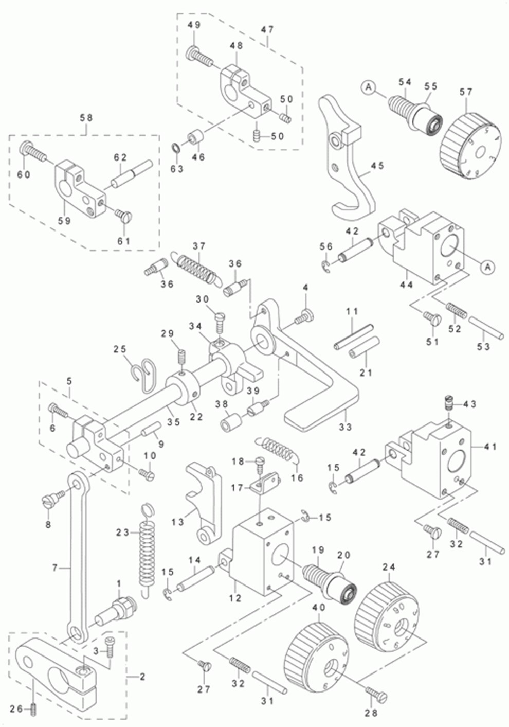 LU-2260N-7 - 5.FEED ADJUSTMENT & REVERSE FEED MECHANISM COMPONENTS