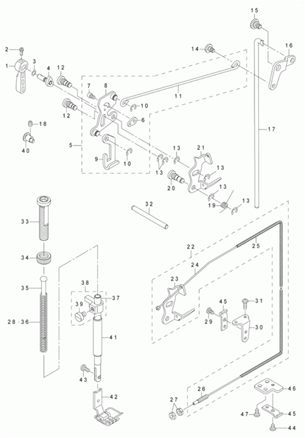 LH-3528ASF - 6.PRESSER BAR & TENSION RELEASE COMPONENTS