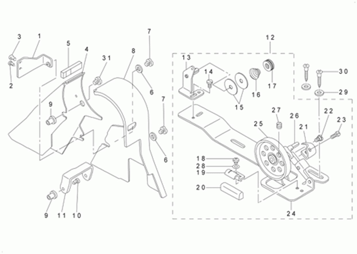 DLU-5490N - 13. BELT COVER & BOBBIN WINDER COMPONENTS