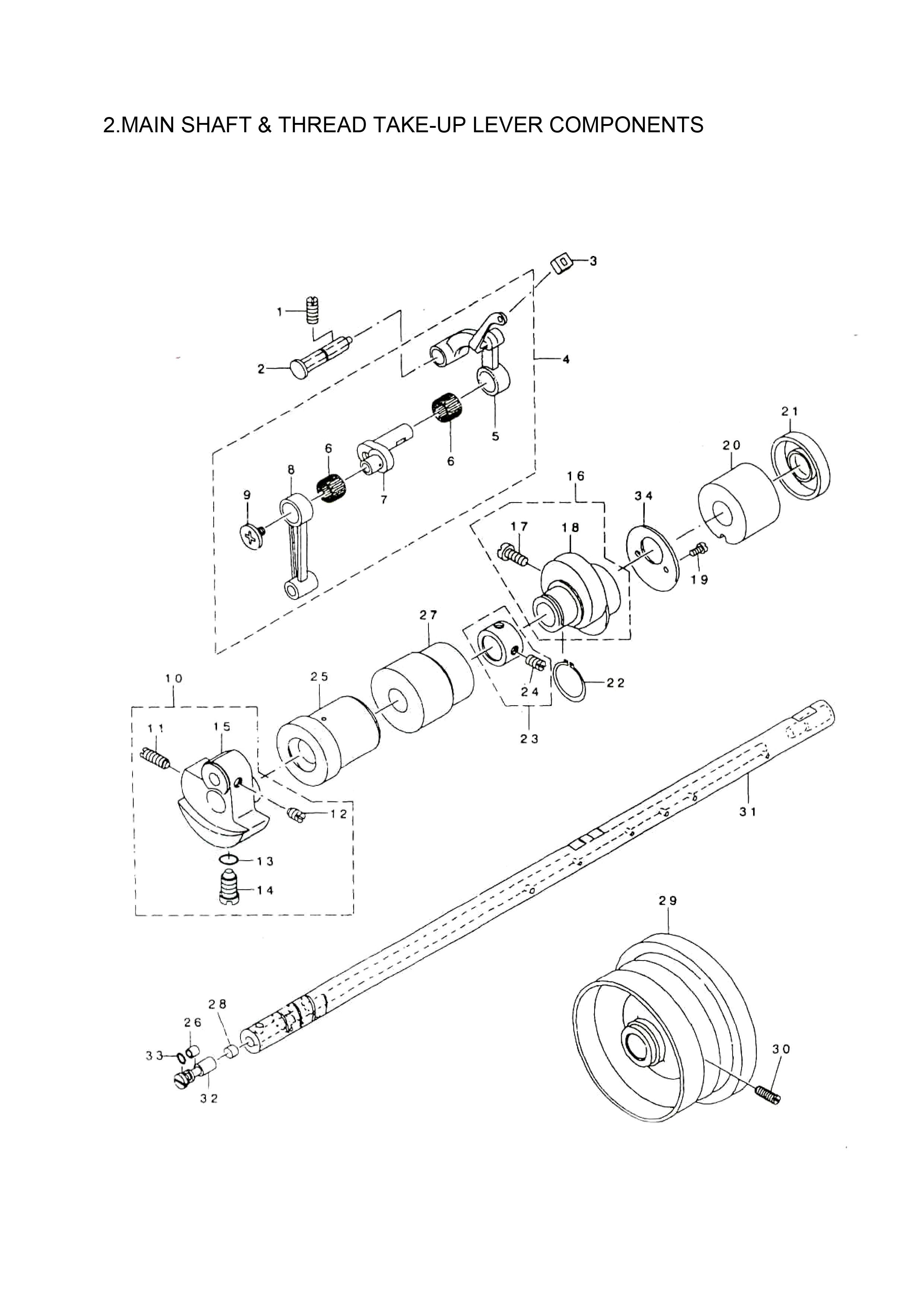 2 MAIN SHAFT THREAD TAKE-UP LEVER COMPONENTS