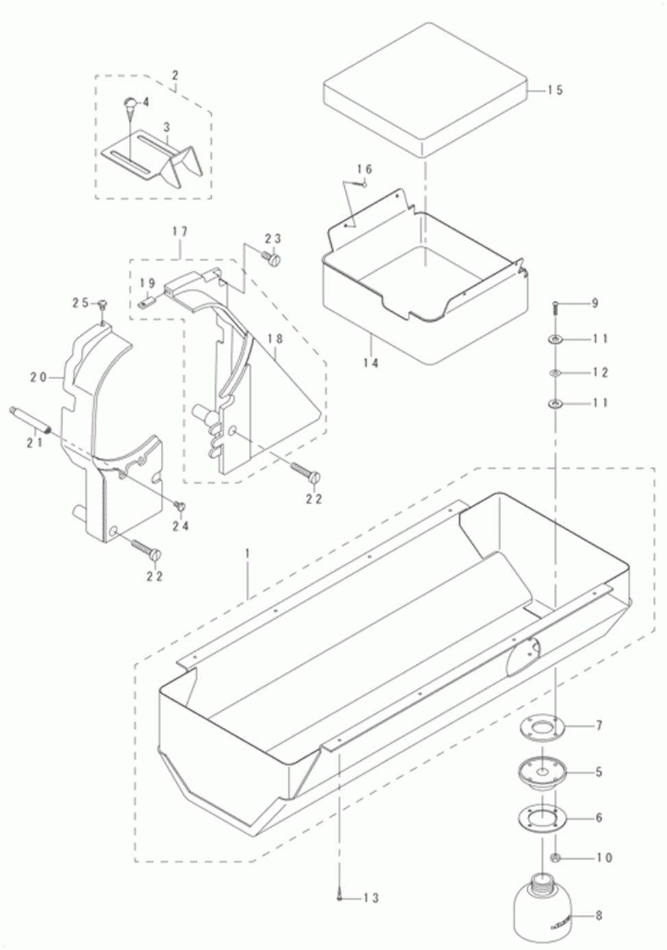 LU-1565 - 14. BELT COVER & OIL RESERVOIR COMPONENTS