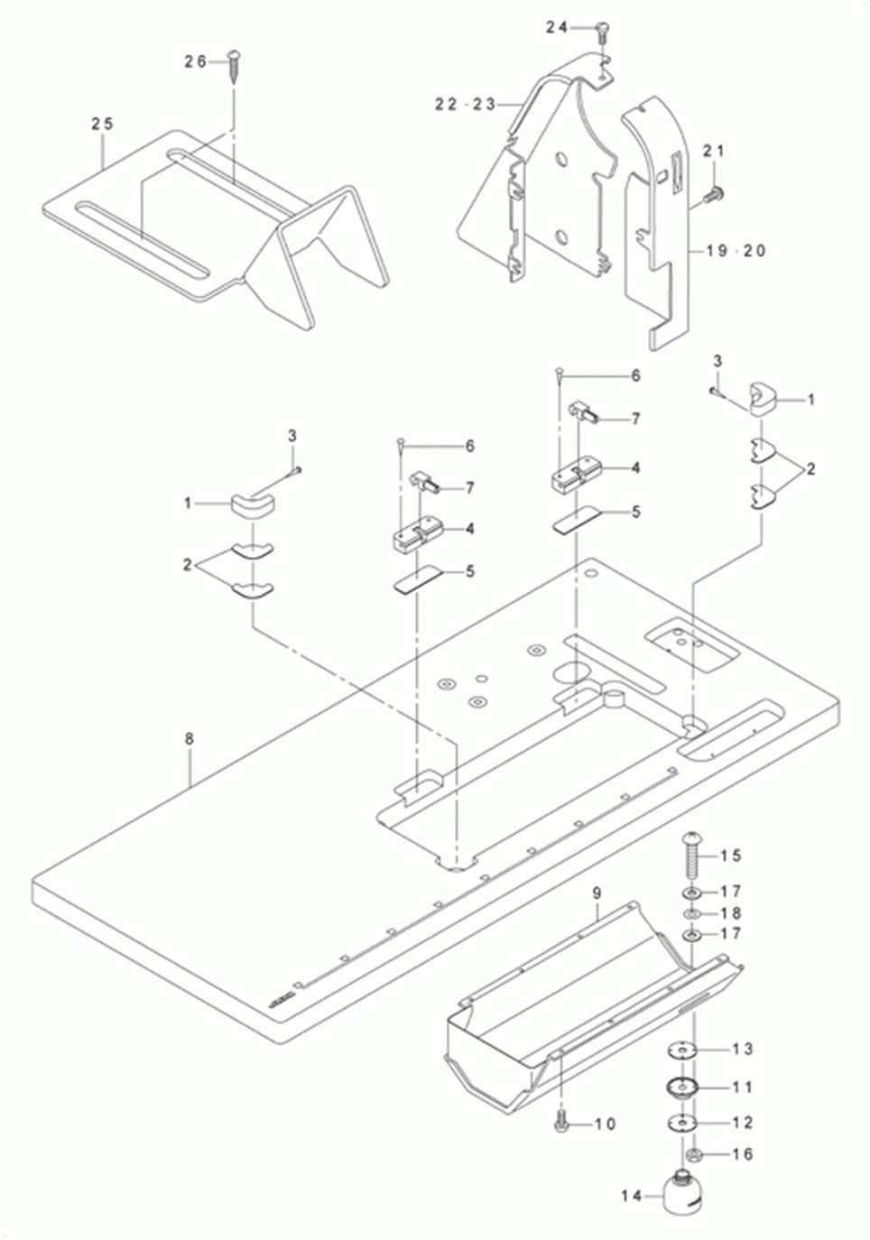 LU-2210N-7 - 20.TABLE & BELT COVER COMPONENTS