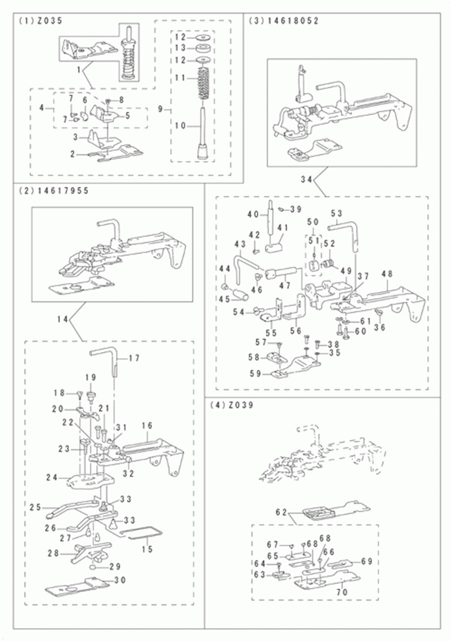 MB-1800ABR10 (с устройством для подачи пуговиц) - 13. ATTACHMENT COMPONENTS FOR MODEL MB-1800 (1)