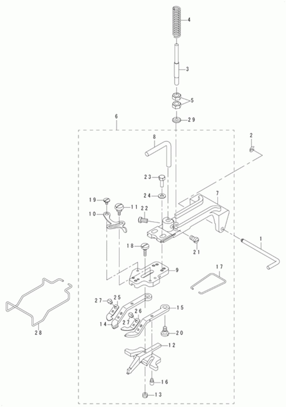 MB-1800ABR10 (с устройством для подачи пуговиц) - 2. BOTTON CLAMP MECHANISM COMPONENTS