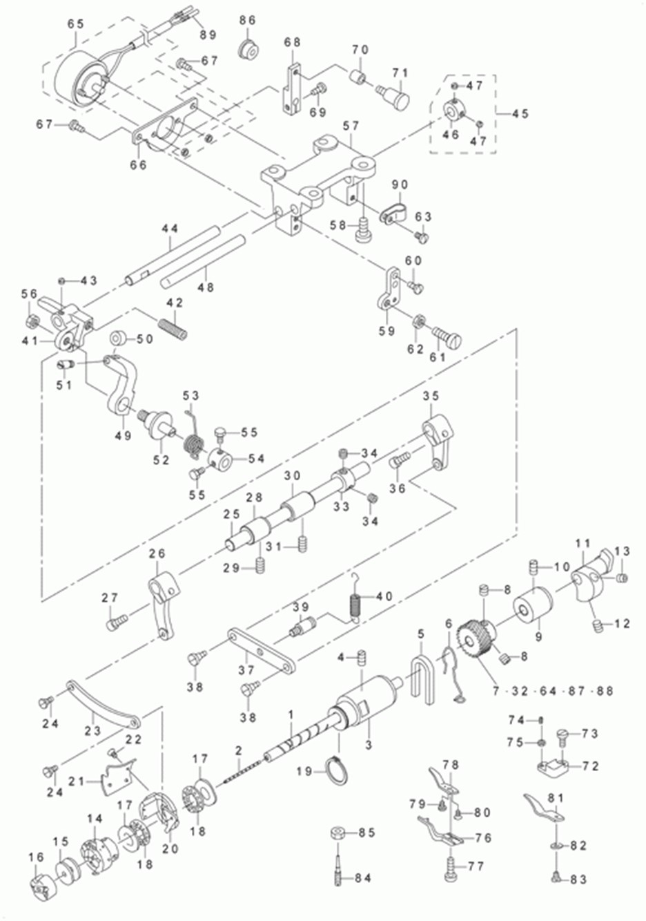 DNU-1541-7 - 6.HOOK SHAFT & THREAD TRIMMER COMPONENTS