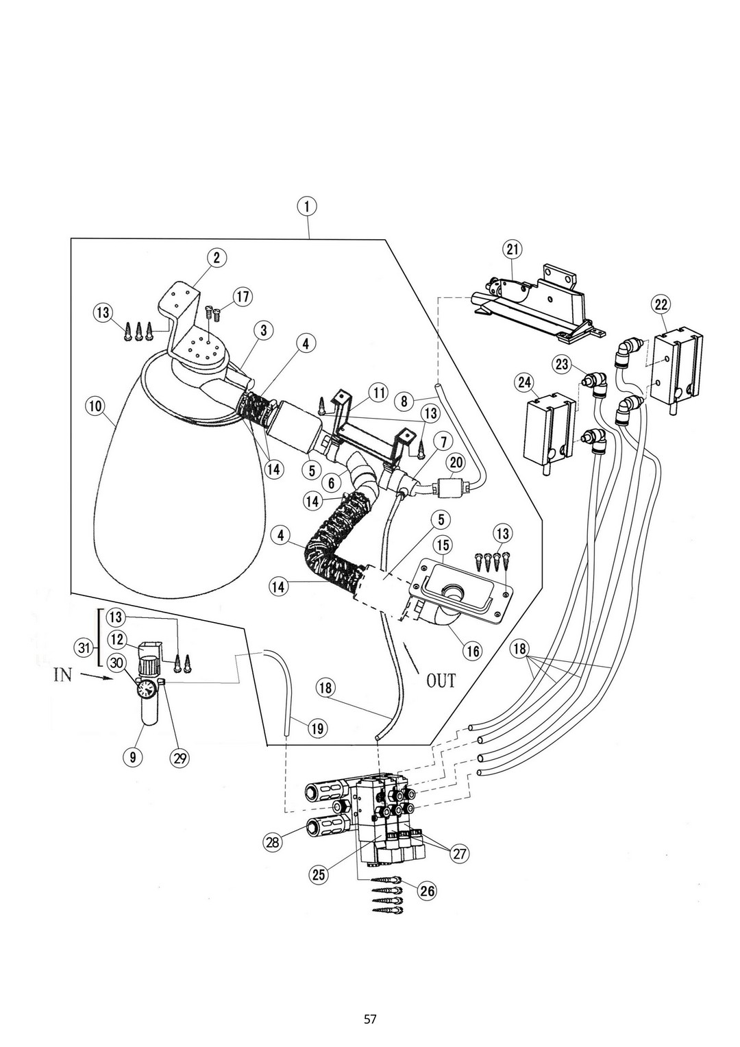 27 Suction of dust collection device (for 3P modles)