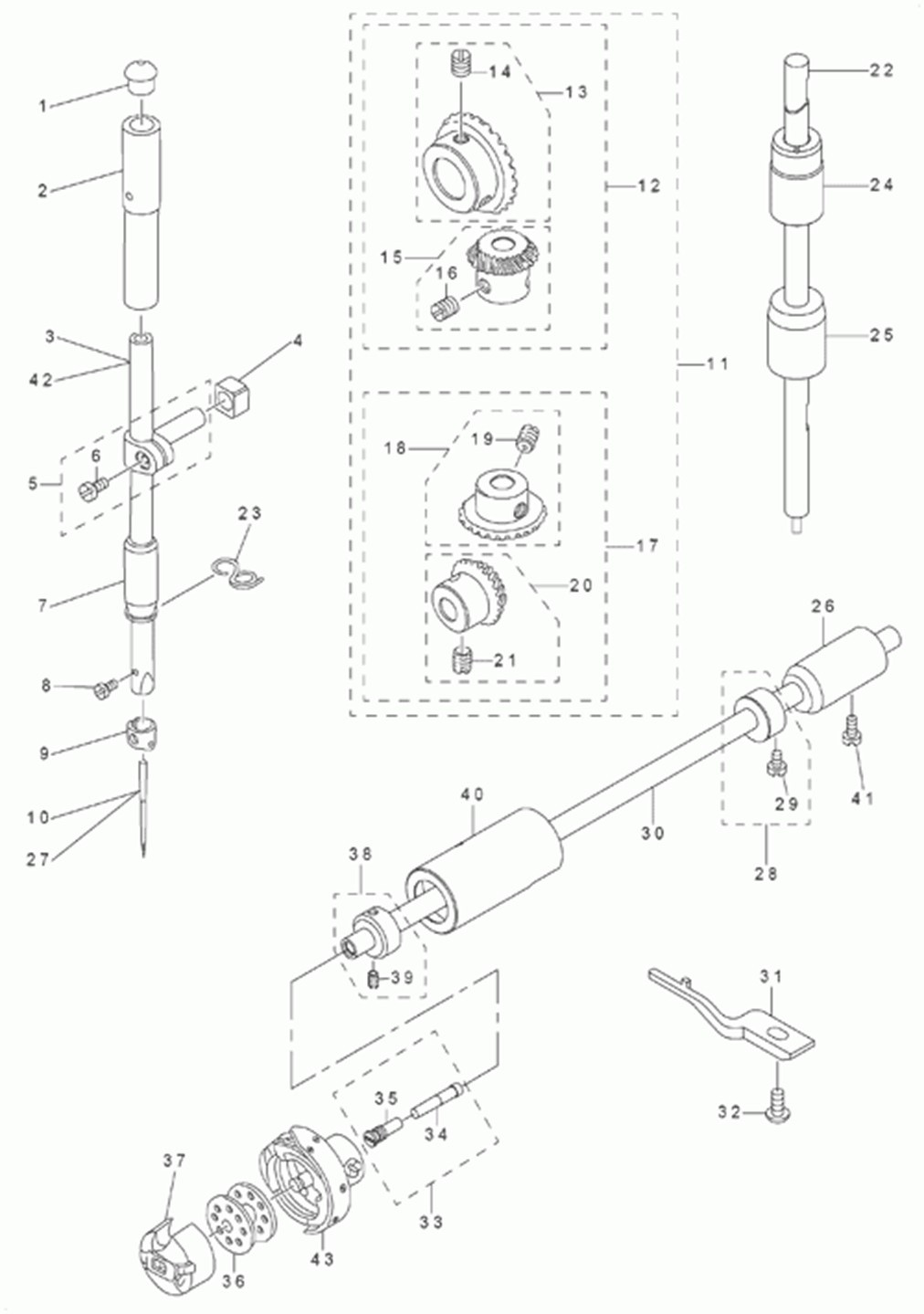 DLM-5200N - 3. NEEDLE BAR, UPRIGHT SHAFT & HOOK DRIVING SHAFT COMPONENTS