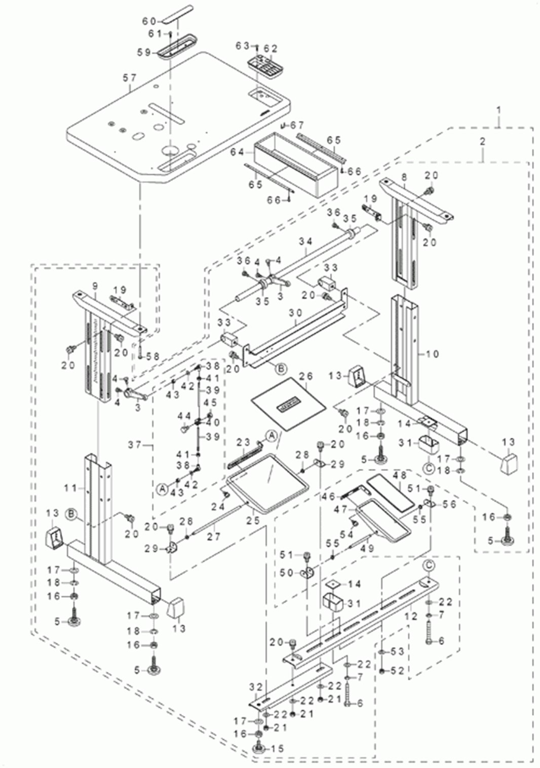 DLN-6390 - 15.TABLE & STAND COMPONENTS (FOR JT-D729)