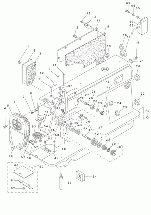 DLU-5490N - 1. MACHINE FRAME & MISCELLANEOUS COVER COMPONENTS