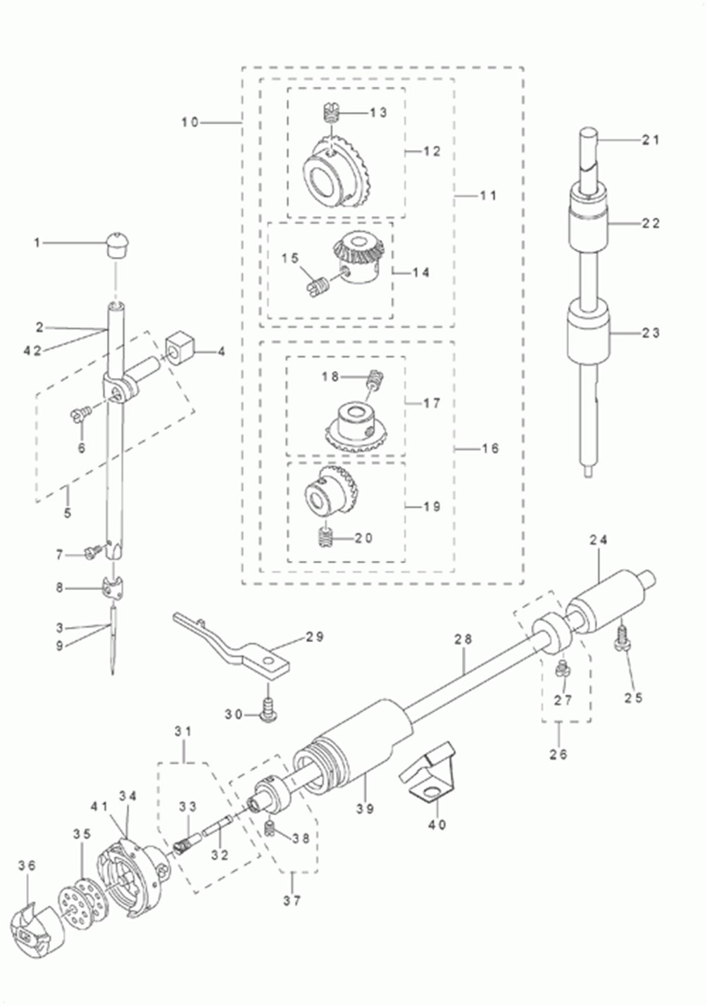 DMN-5420N-7 - 3.NEEDLE BAR, UPRIGHT SHAFT & HOOK DRIVING SHAFT COMPONENTS