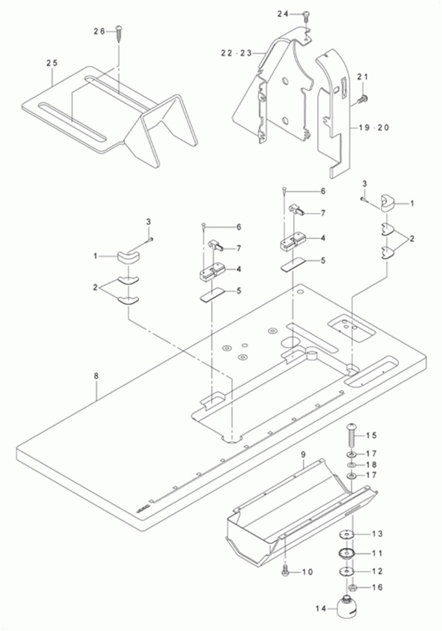 LU-2260N-7 - 20.TABLE & BELT COVER COMPONENTS